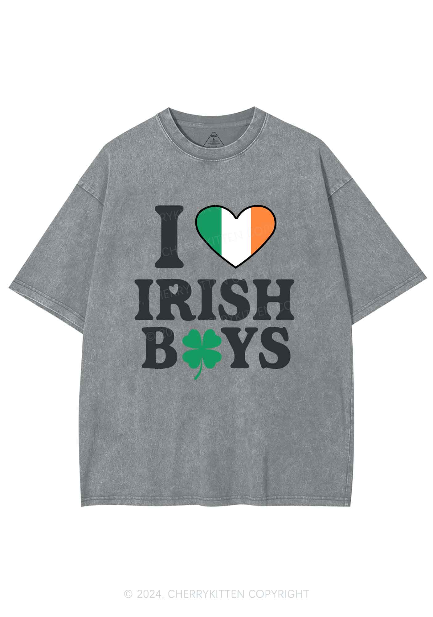Irish Boy Shamrock St Patricks Y2K Washed Tee Cherrykitten - Image 10