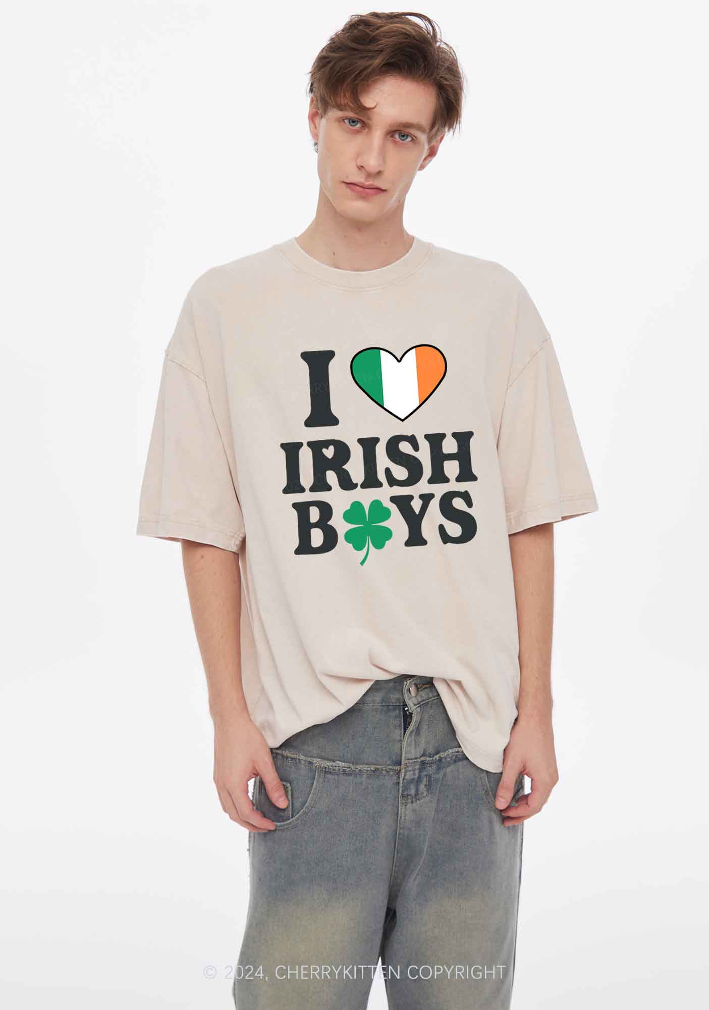 Irish Boy Shamrock St Patricks Y2K Washed Tee Cherrykitten - Image 3