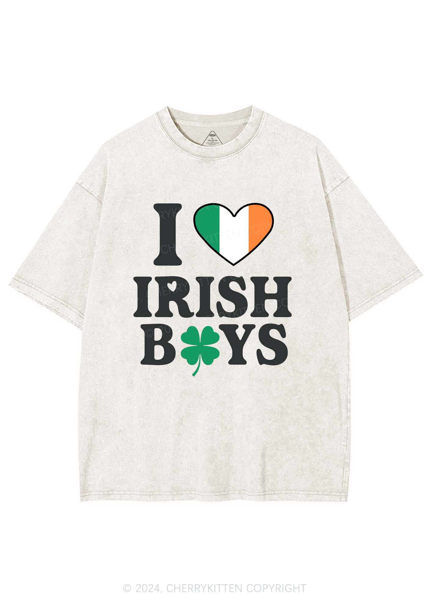 Irish Boy Shamrock St Patricks Y2K Washed Tee Cherrykitten - Image 5