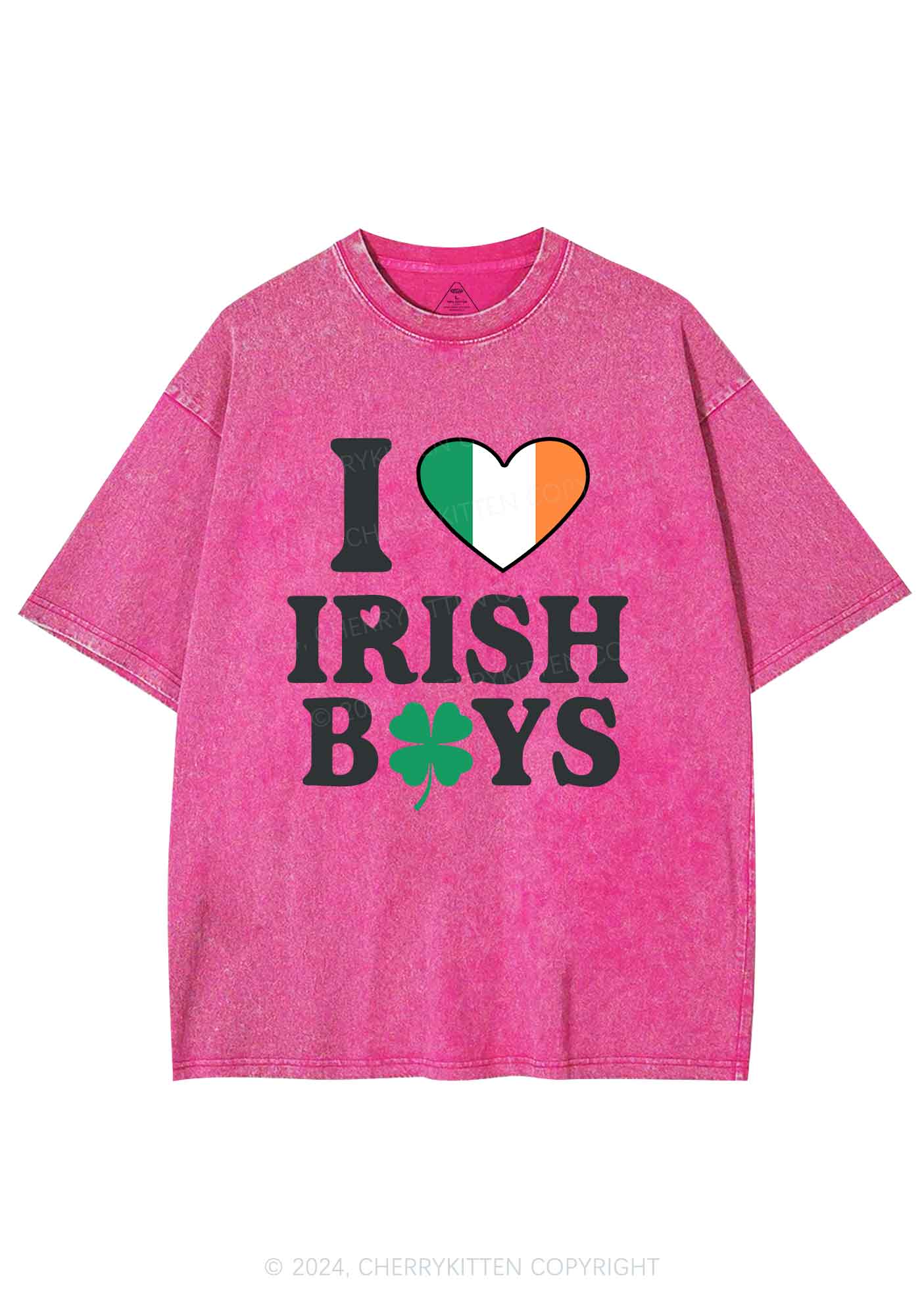 Irish Boy Shamrock St Patricks Y2K Washed Tee Cherrykitten - Image 7