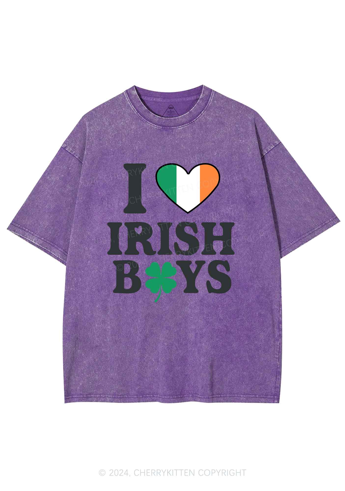 Irish Boy Shamrock St Patricks Y2K Washed Tee Cherrykitten - Image 8