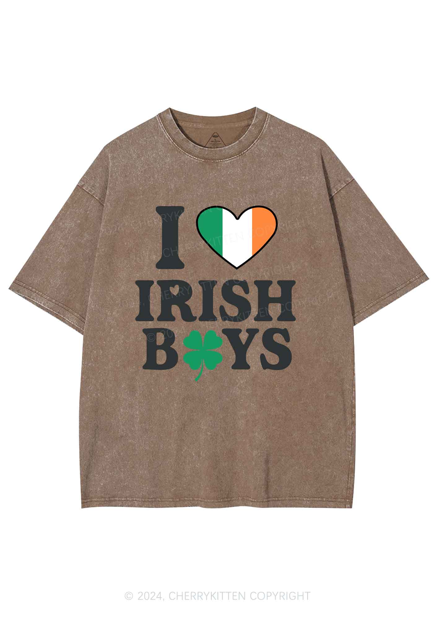 Irish Boy Shamrock St Patricks Y2K Washed Tee Cherrykitten - Image 9