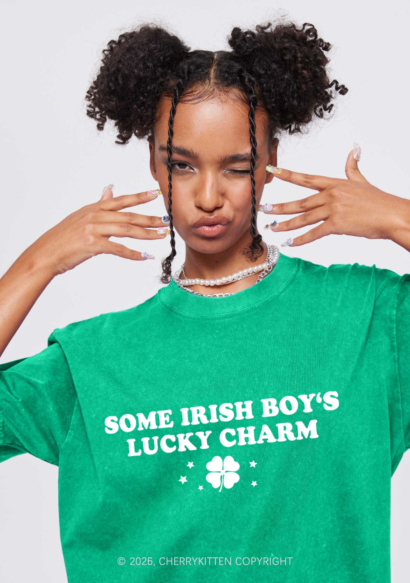 Irish Boys Lucky Charm St Patricks Y2K Washed Tee Cherrykitten - Image 2