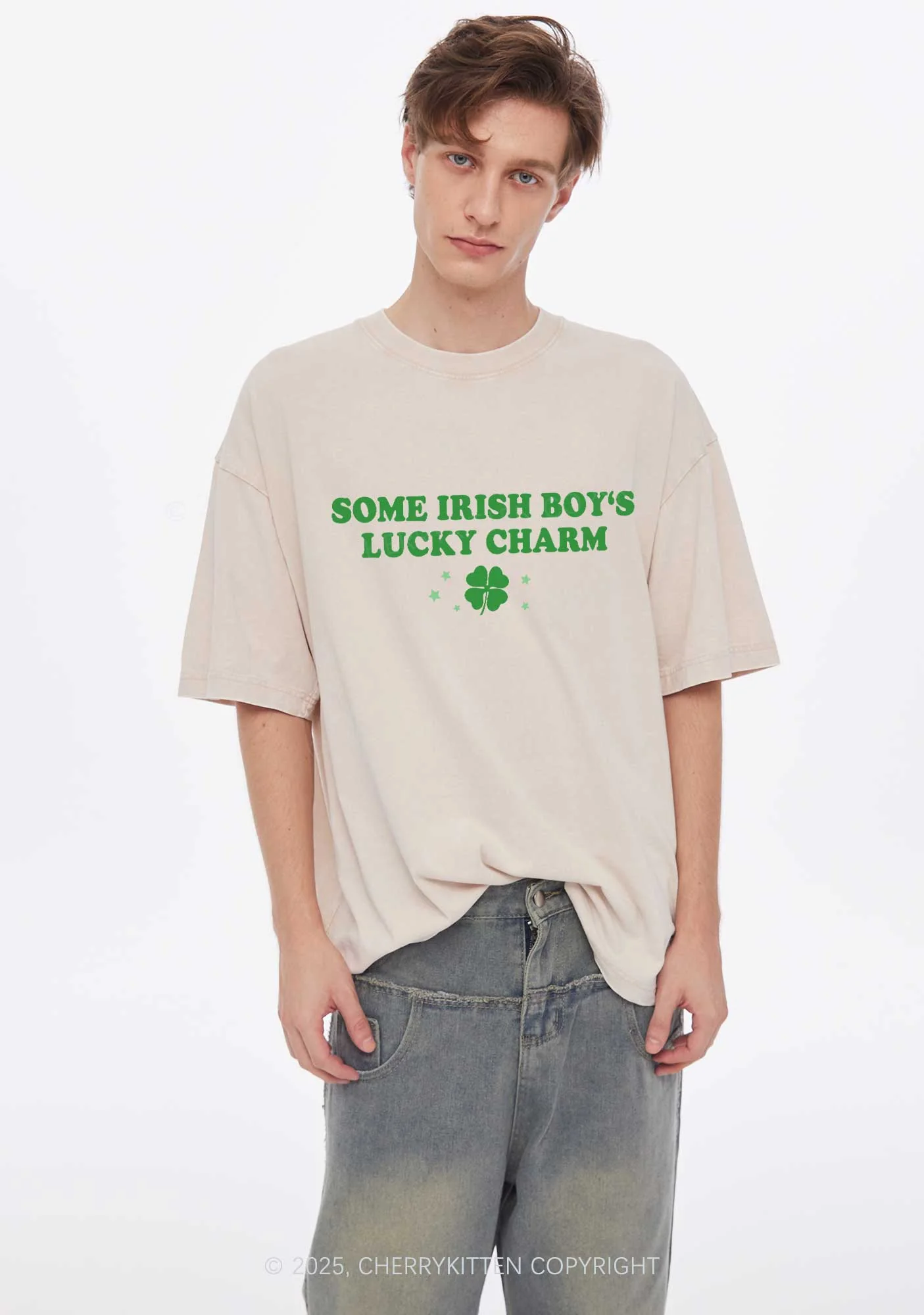 Irish Boys Lucky Charm St Patricks Y2K Washed Tee Cherrykitten - Image 3