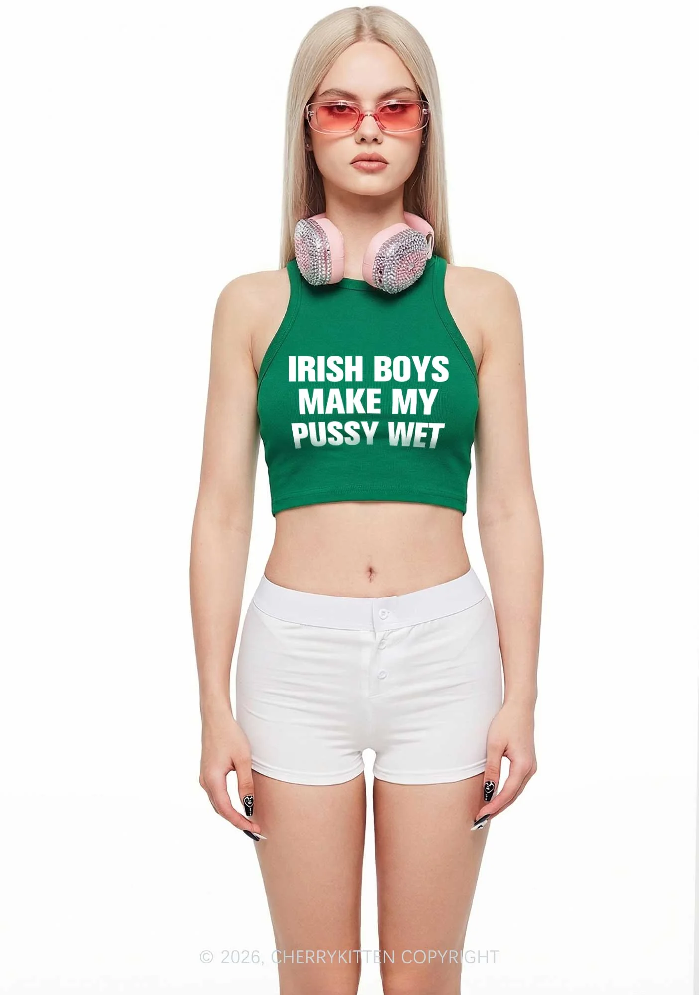 Irish Boys Make My Puxxy Wet St Patricks Y2K Crop Tank Top Cherrykitten - Image 2