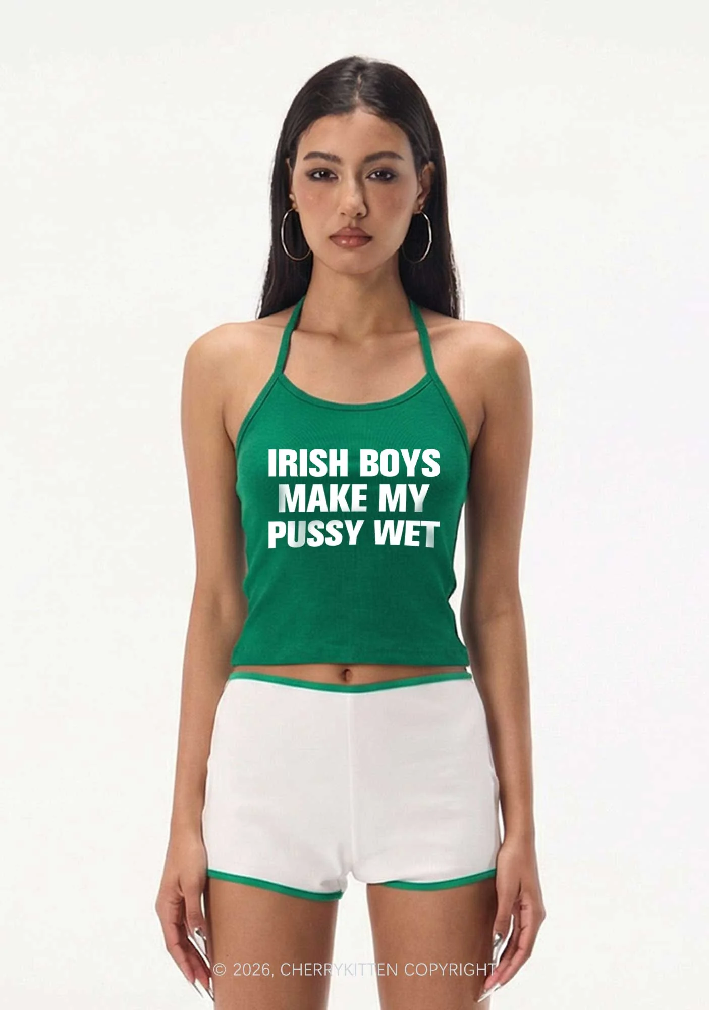 Irish Boys Make My Puxxy Wet St Patricks Y2K Halter Neck Cami Cherrykitten - Image 2