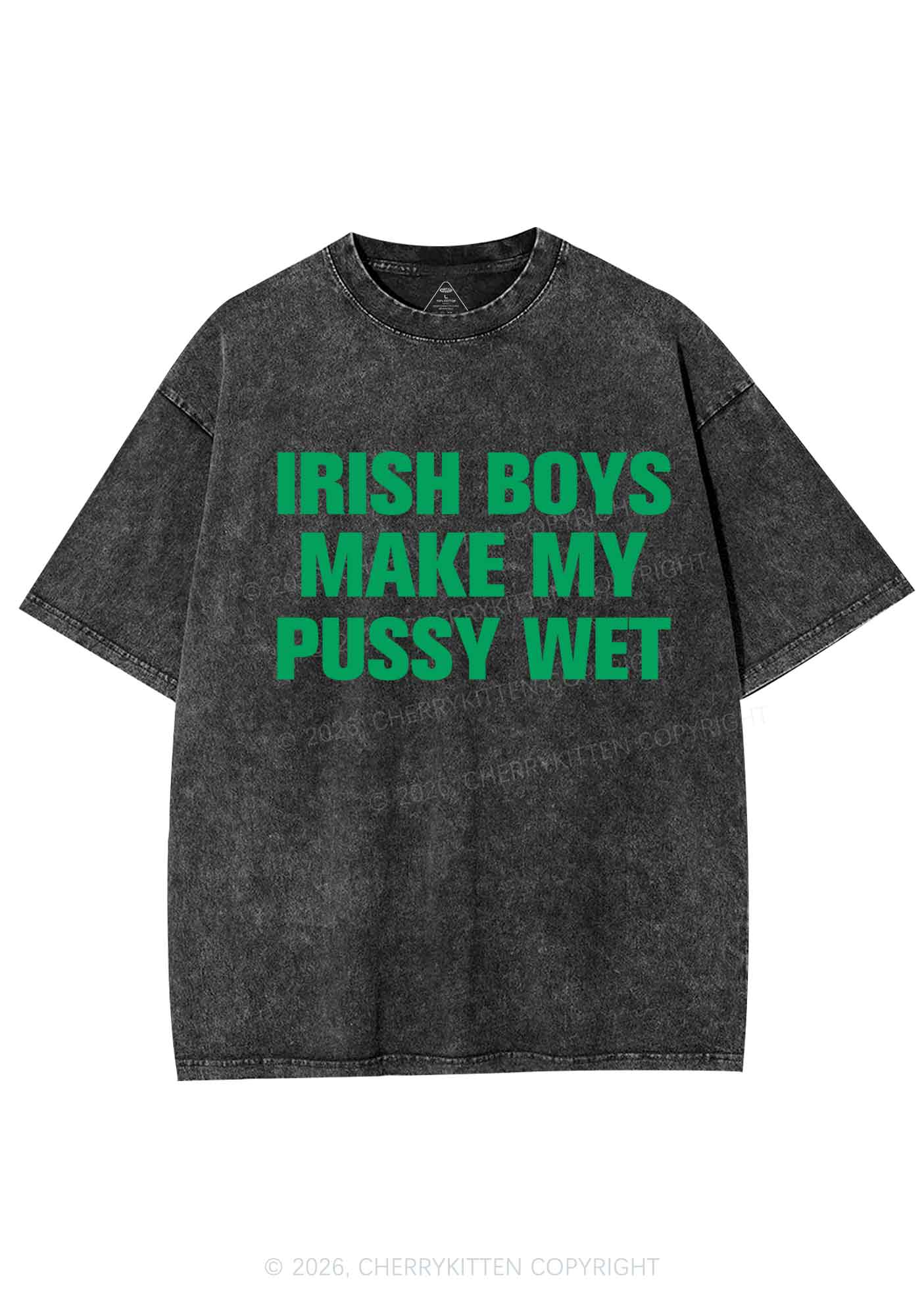 Irish Boys Make My Puxxy Wet St Patricks Y2K Shirts Washed Tee Cherrykitten - Image 3