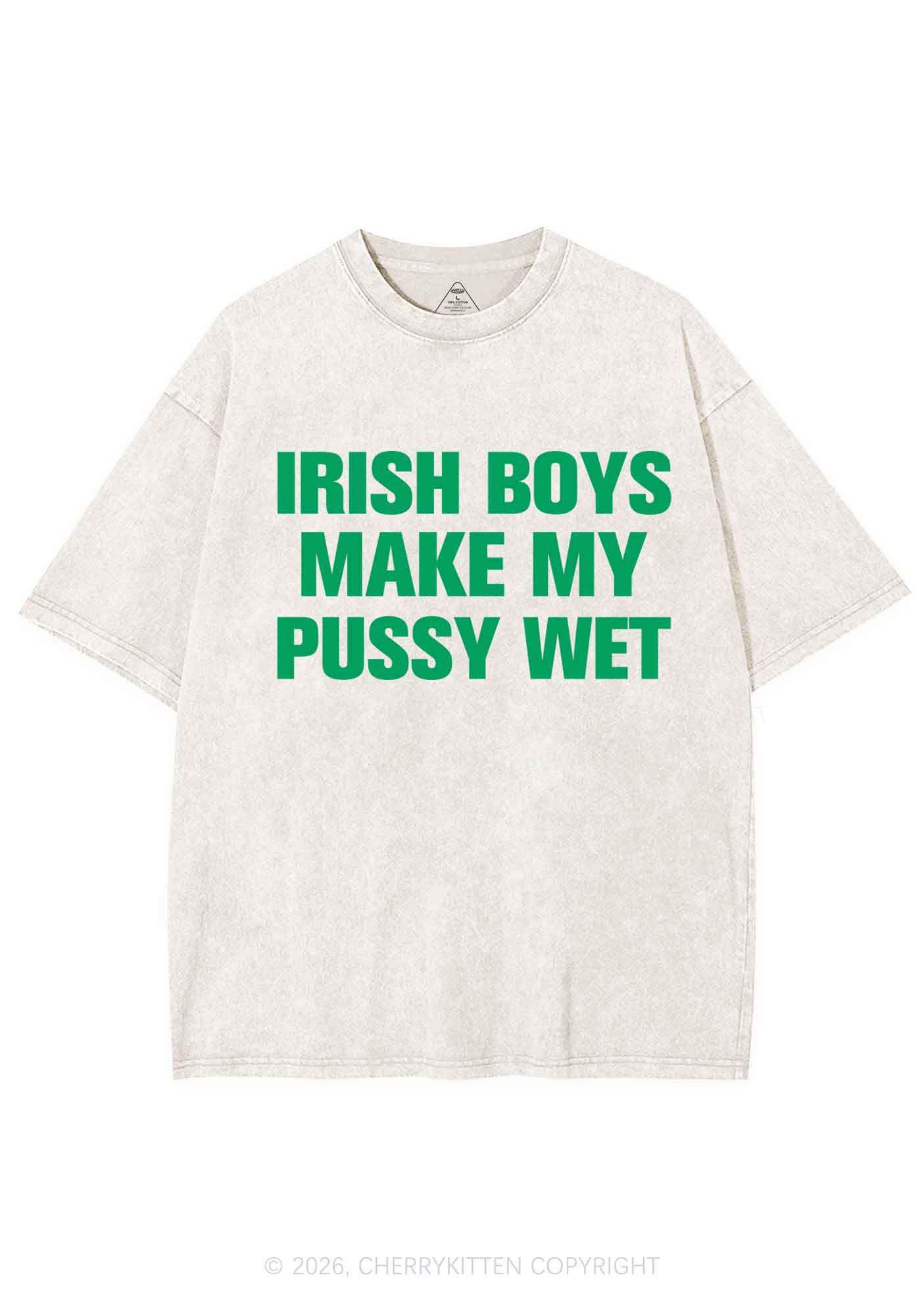 Irish Boys Make My Puxxy Wet St Patricks Y2K Shirts Washed Tee Cherrykitten - Image 4