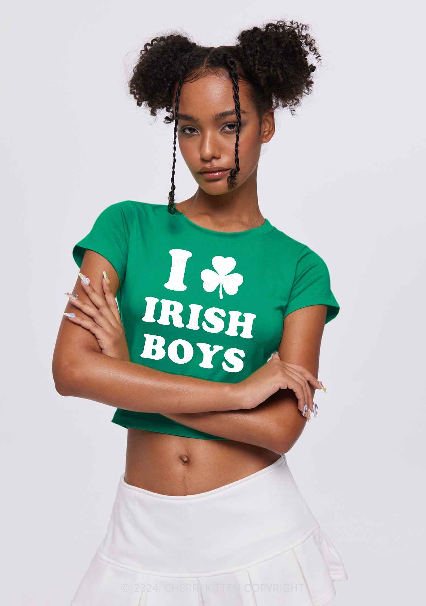 Irish Boys St Patricks Y2K Baby Tee Cherrykitten - Image 2
