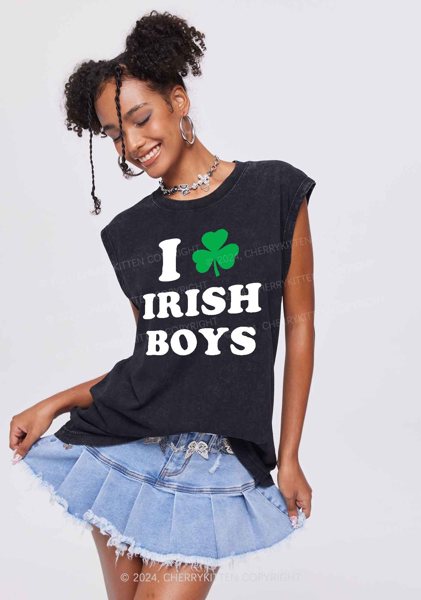 Irish Boys St Patricks Y2K Washed Tank Cherrykitten - Image 2