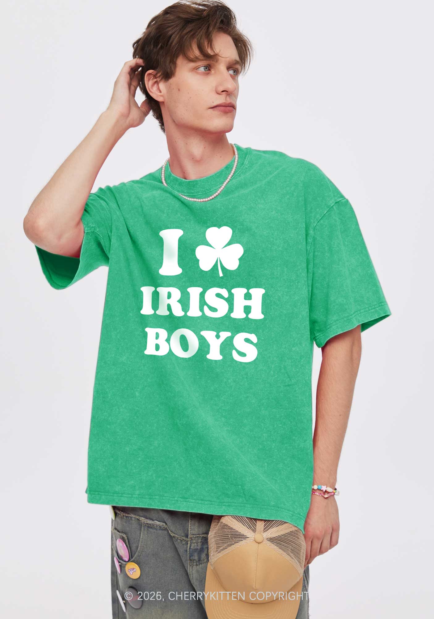 Irish Boys St Patricks Y2K Washed Tee Cherrykitten - Image 2