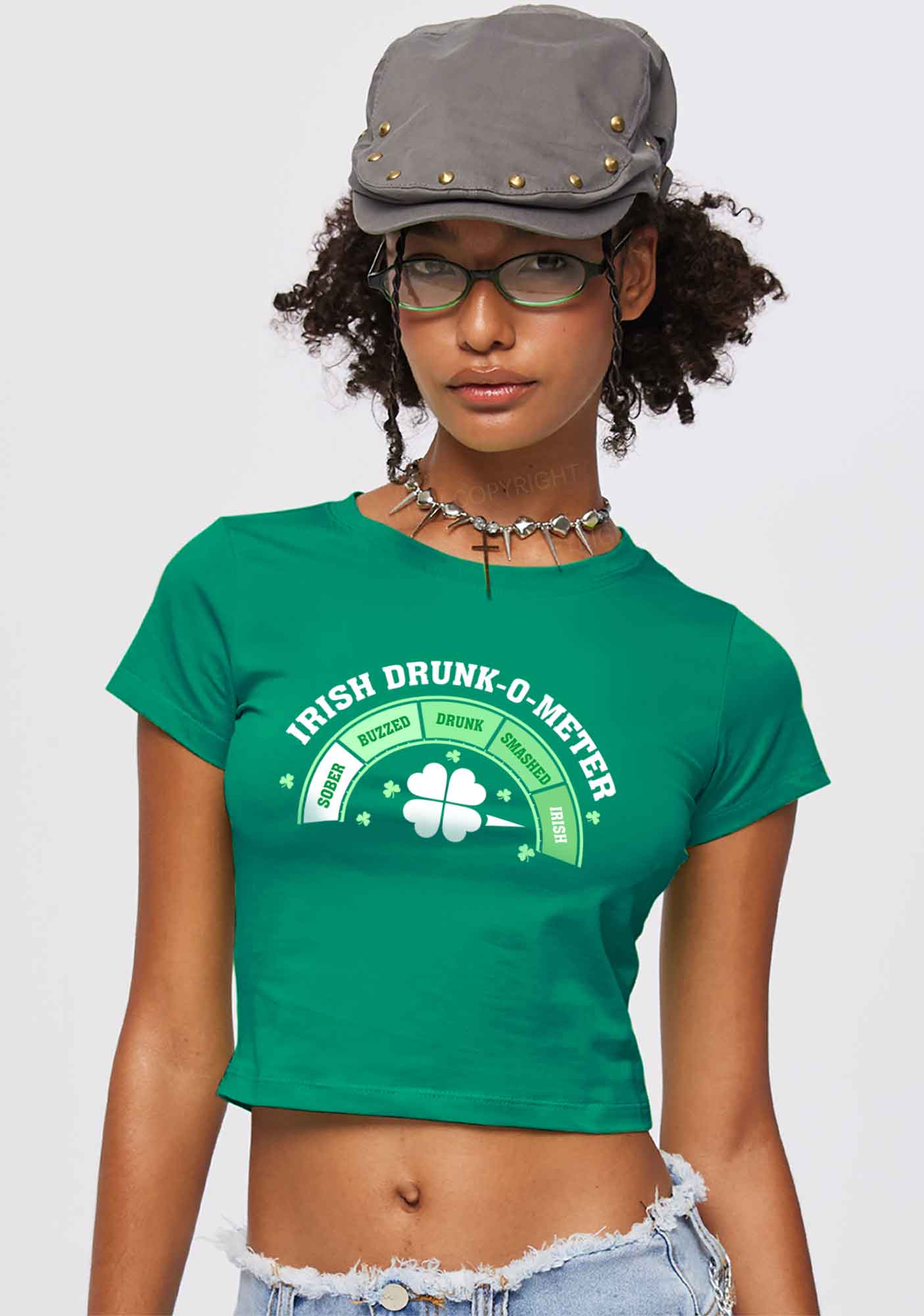 Irish Drunk O Meter St Patricks Y2K Baby Tee Cherrykitten - Image 2