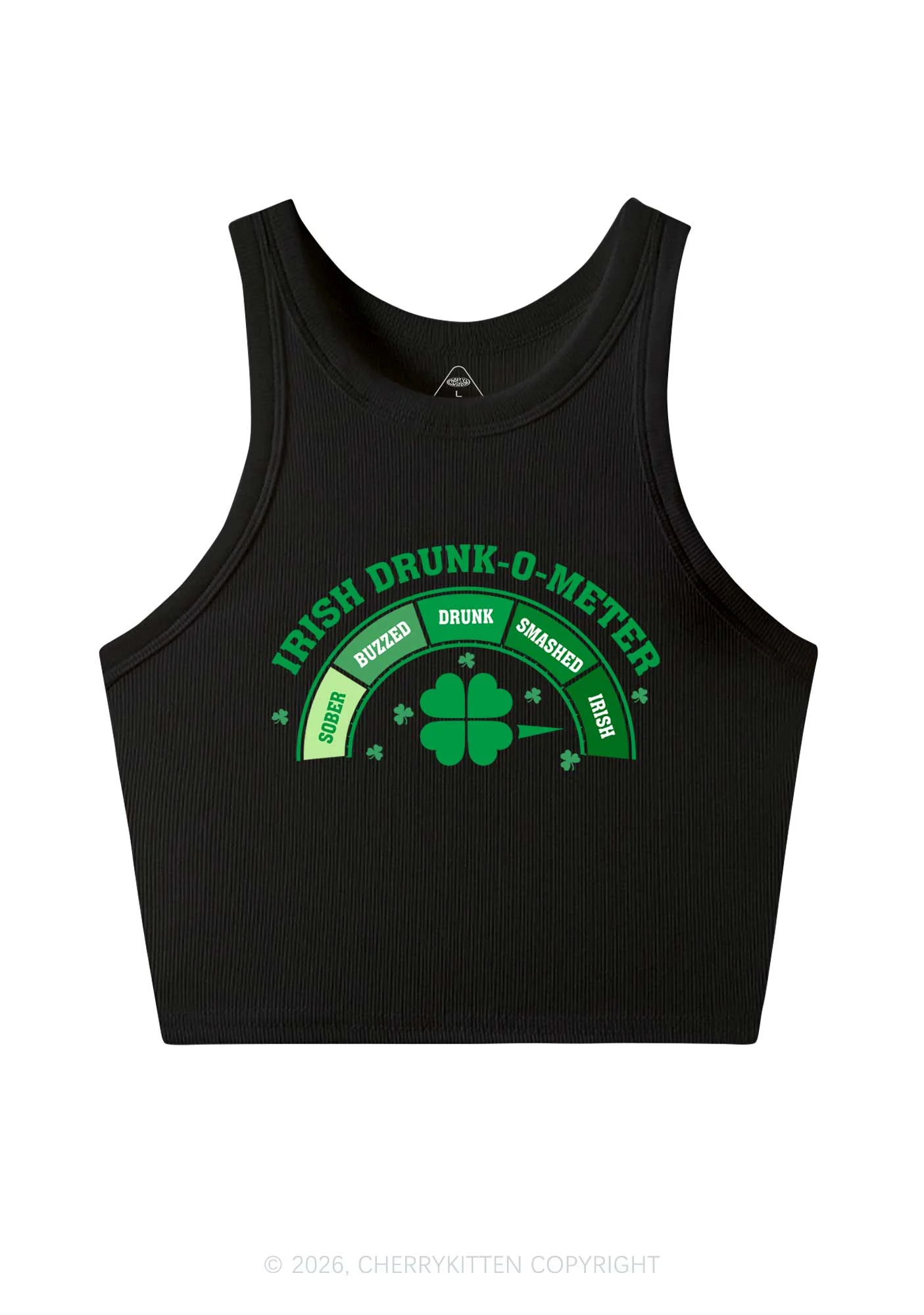 Irish Drunk O Meter St Patricks Y2K Crop Tank Top Cherrykitten - Image 3