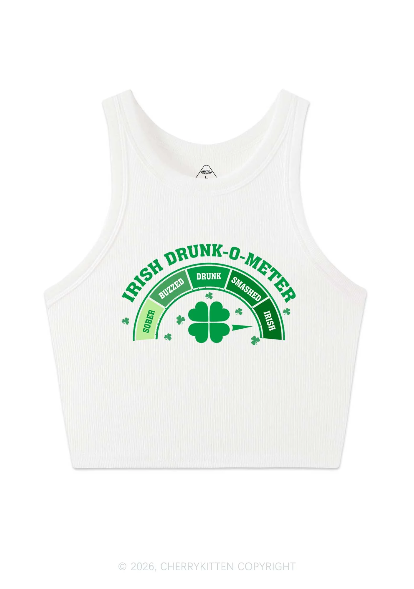 Irish Drunk O Meter St Patricks Y2K Crop Tank Top Cherrykitten - Image 4