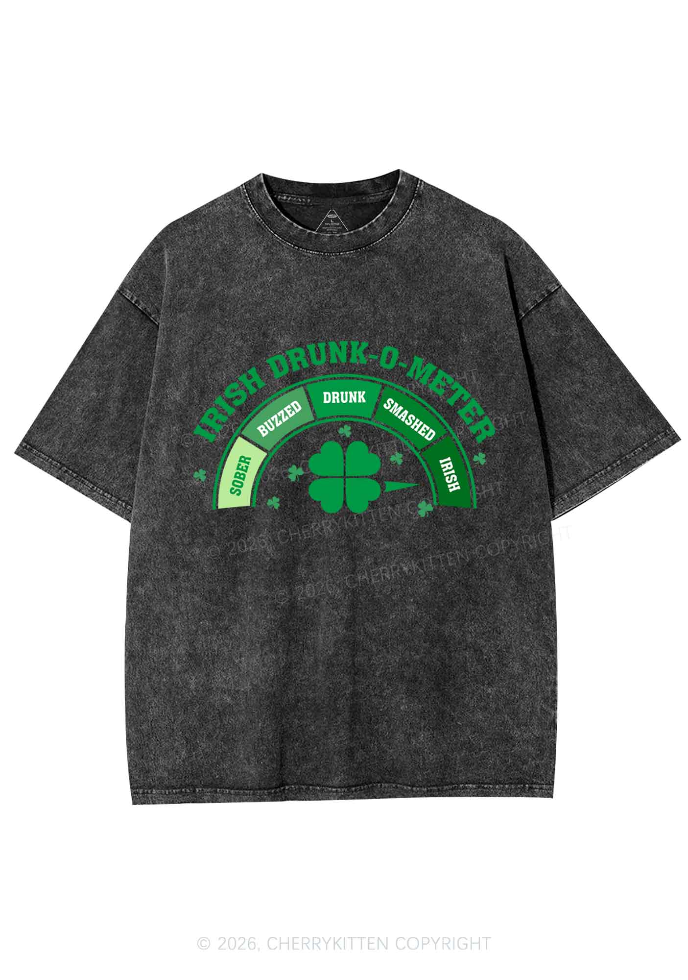 Irish Drunk O Meter St Patricks Y2K Shirts Washed Tee Cherrykitten - Image 3