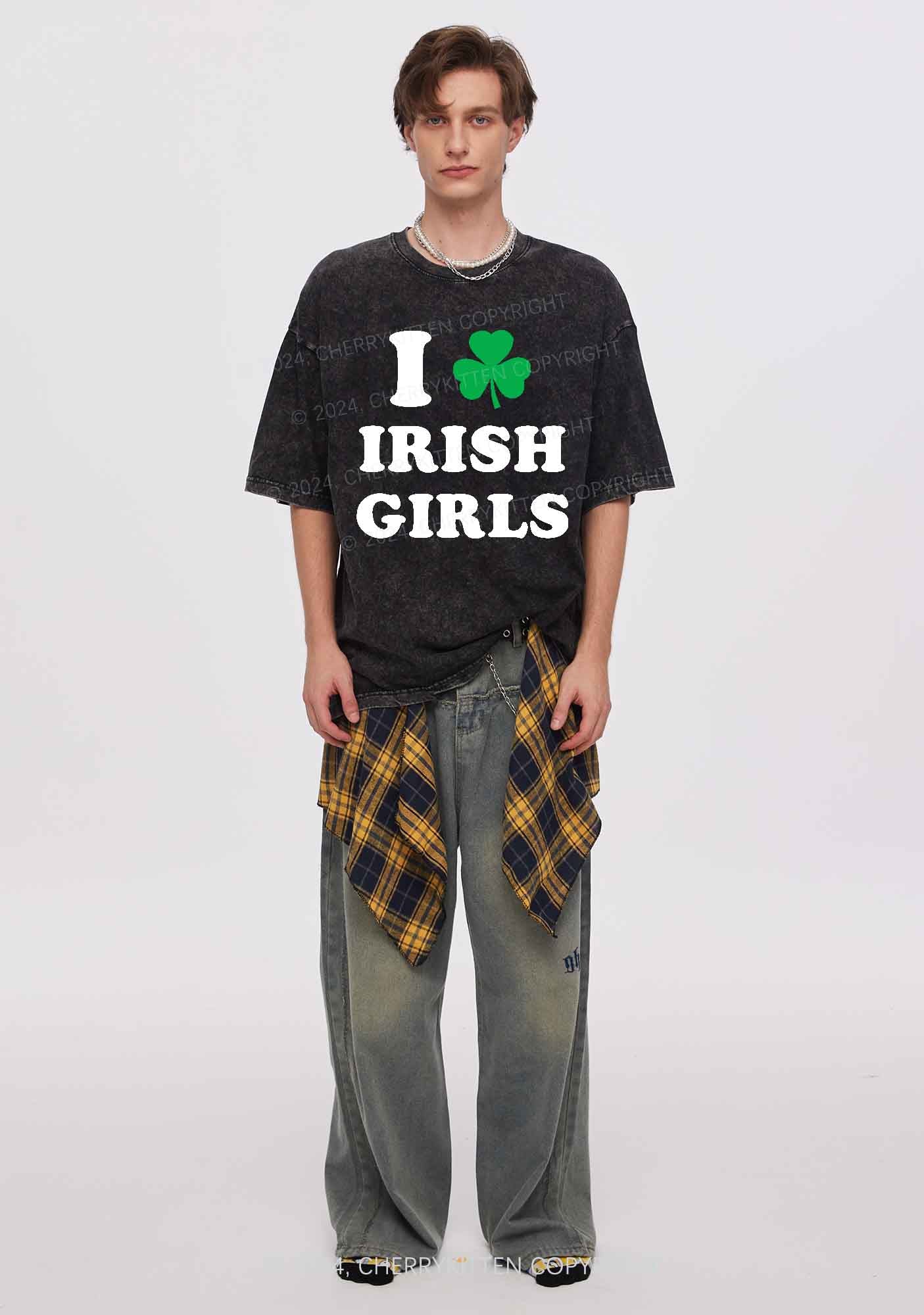 Irish Girls St Patricks Y2K Washed Tee Cherrykitten - Image 3