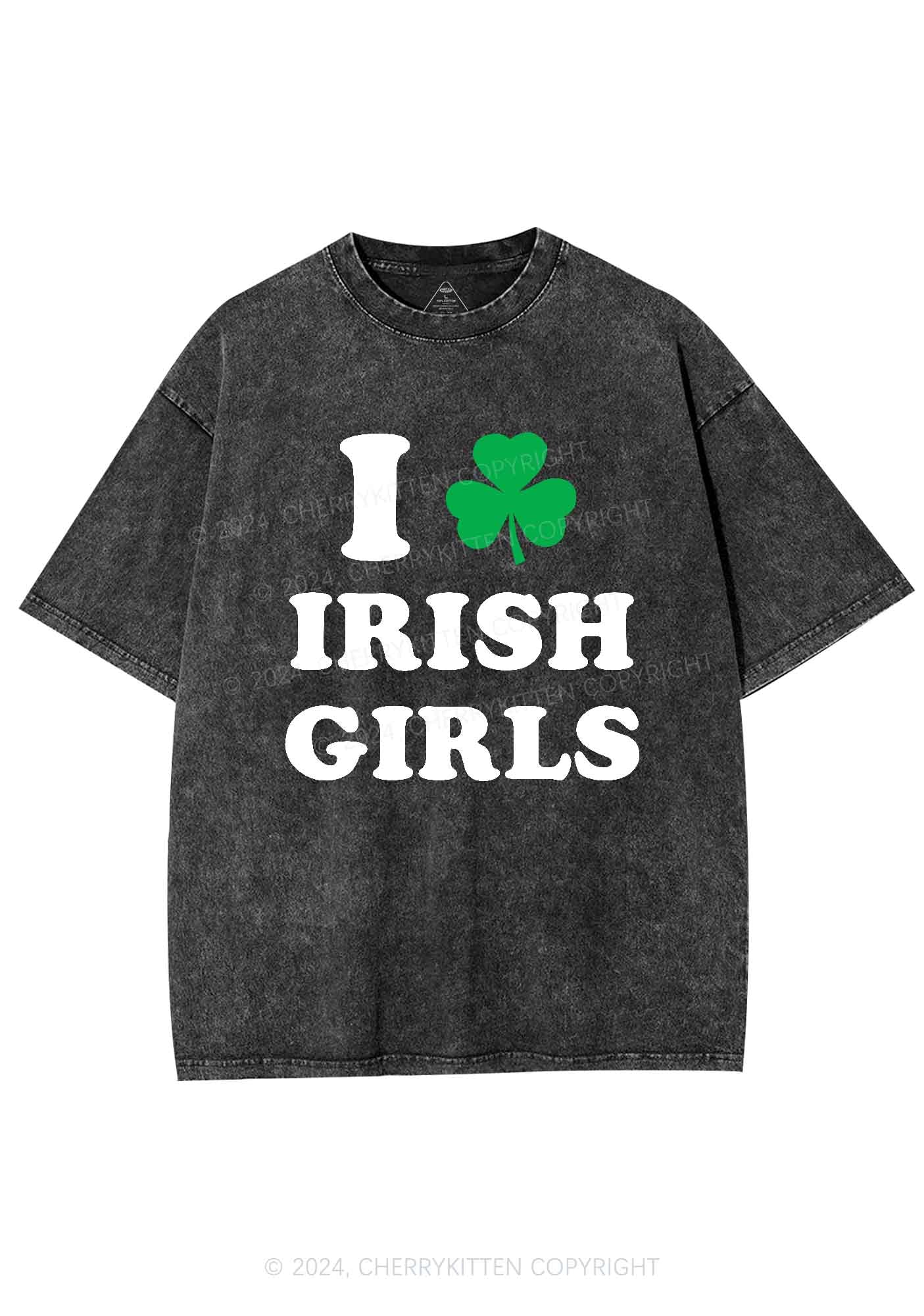 Irish Girls St Patricks Y2K Washed Tee Cherrykitten - Image 4