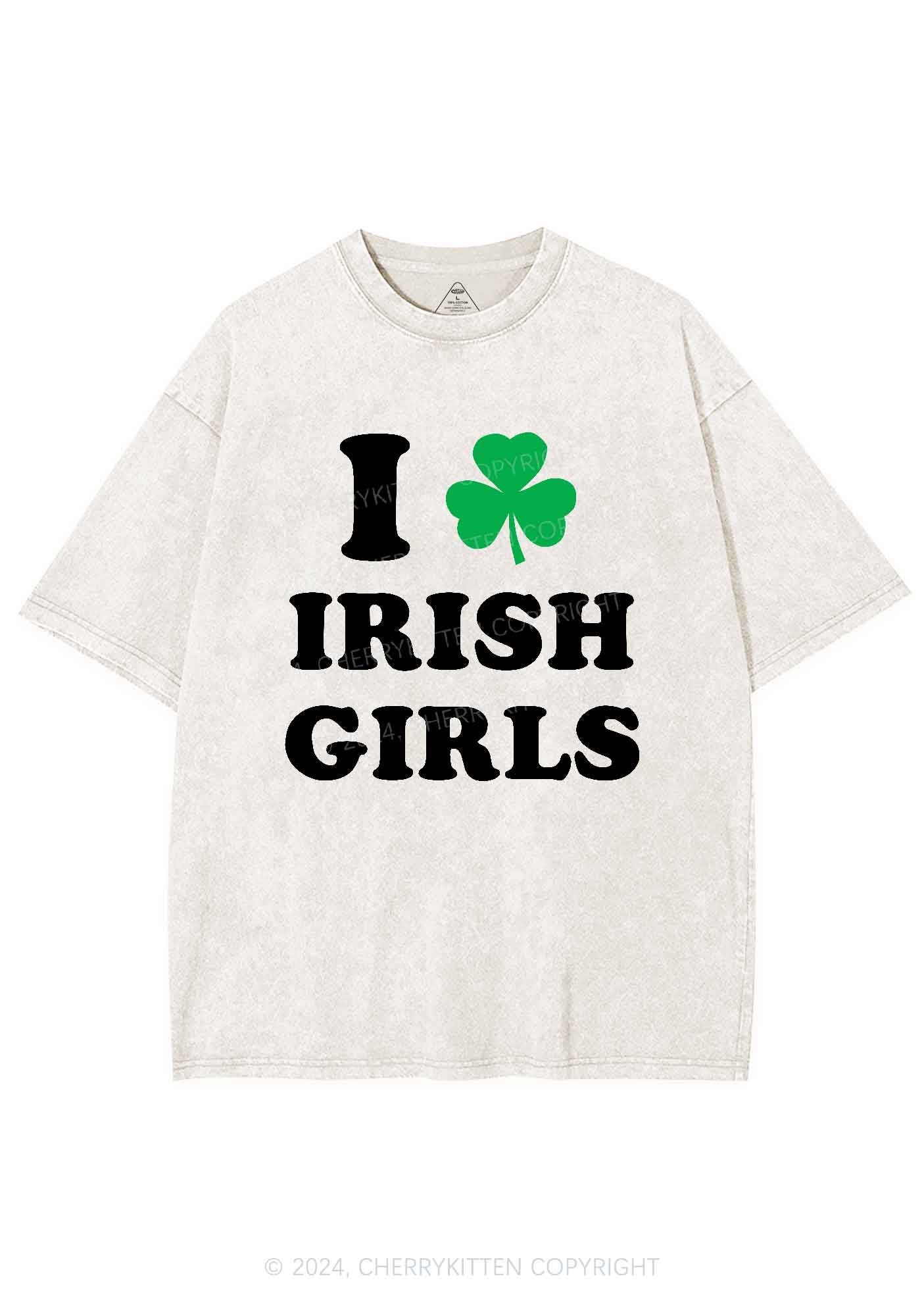 Irish Girls St Patricks Y2K Washed Tee Cherrykitten - Image 5