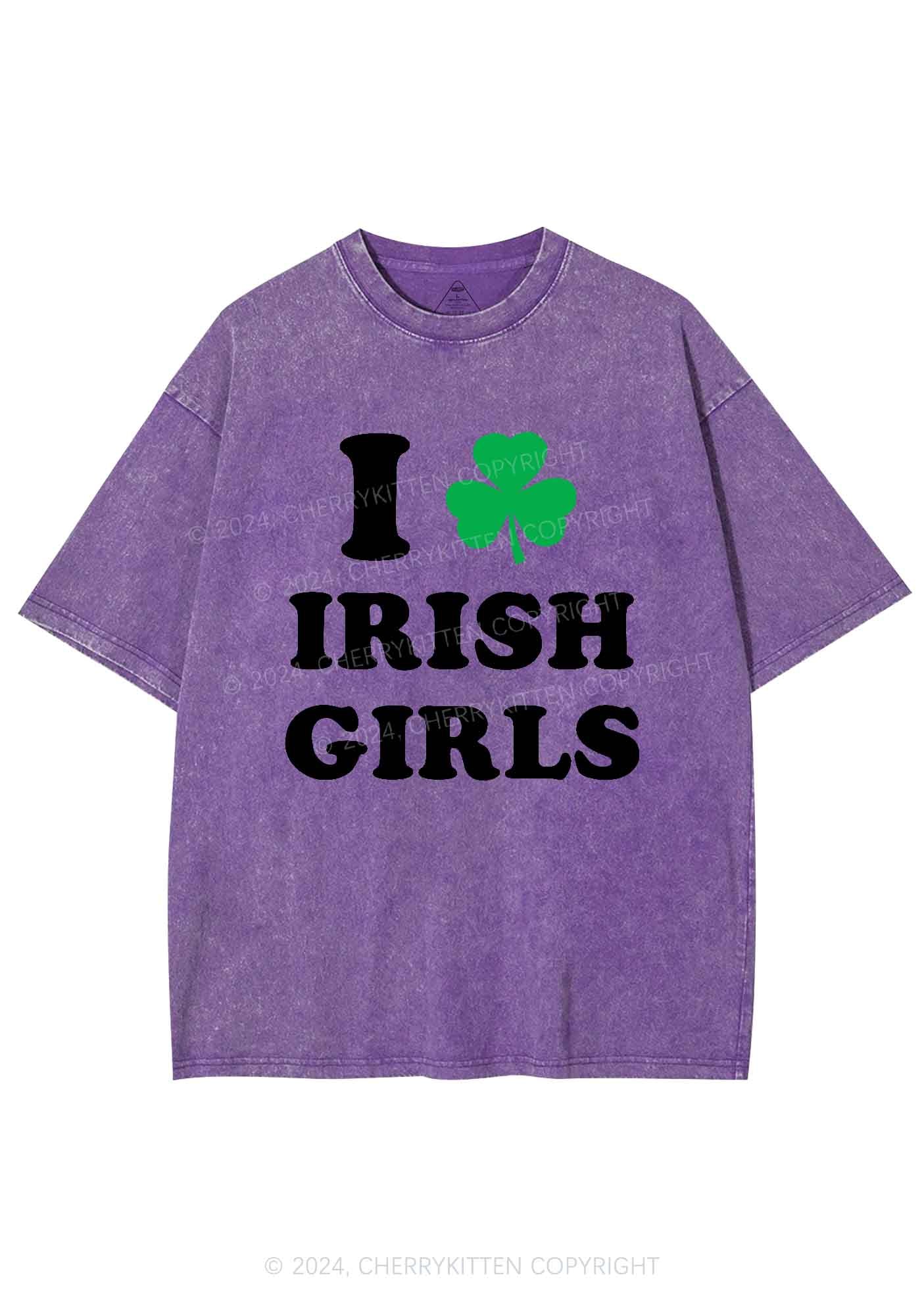 Irish Girls St Patricks Y2K Washed Tee Cherrykitten - Image 7