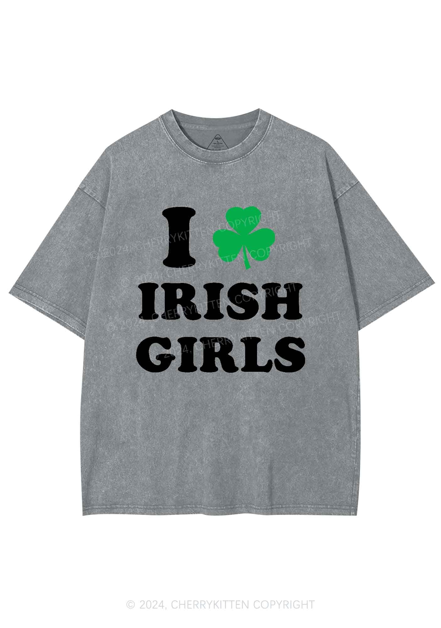 Irish Girls St Patricks Y2K Washed Tee Cherrykitten - Image 8