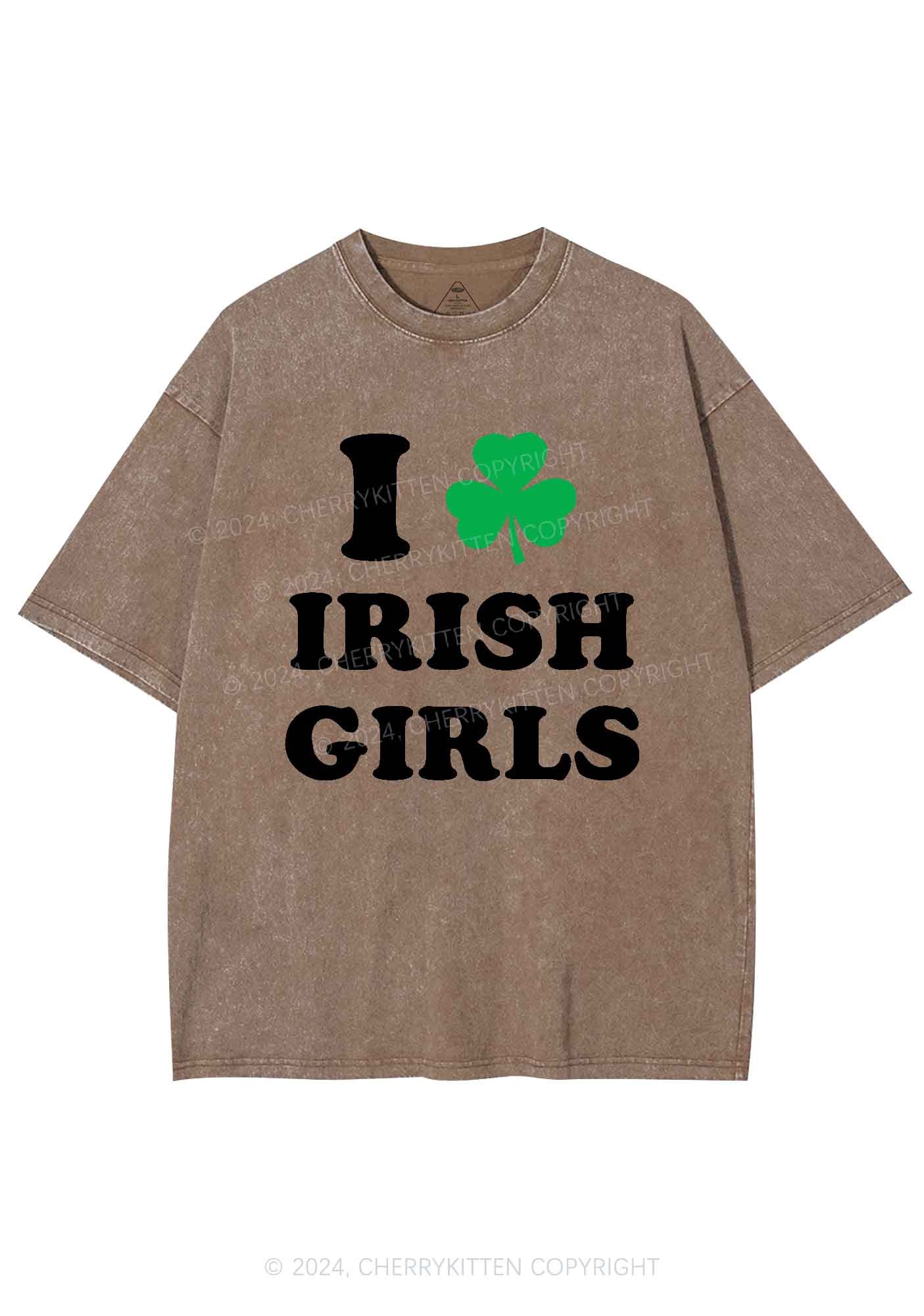 Irish Girls St Patricks Y2K Washed Tee Cherrykitten - Image 9