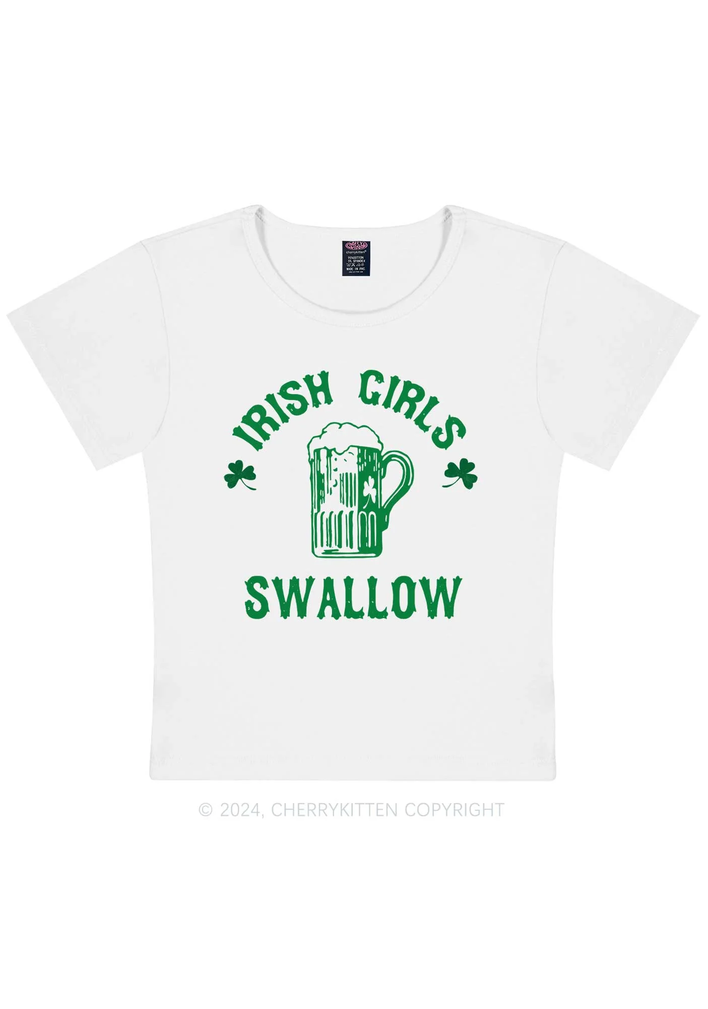 Irish Girls Swallow St Patricks Y2K Baby Tee Cherrykitten - Image 4