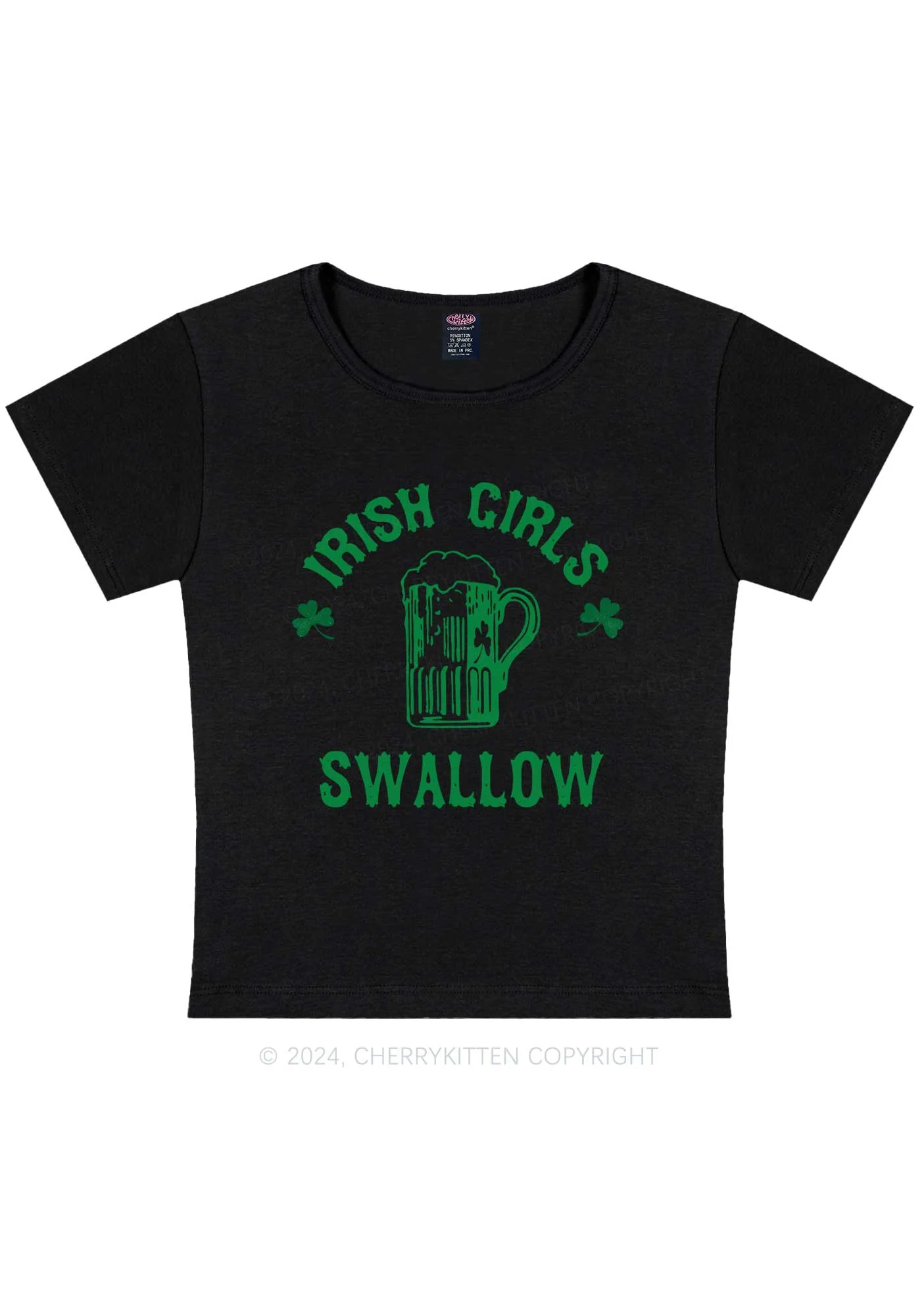 Irish Girls Swallow St Patricks Y2K Baby Tee Cherrykitten - Image 5