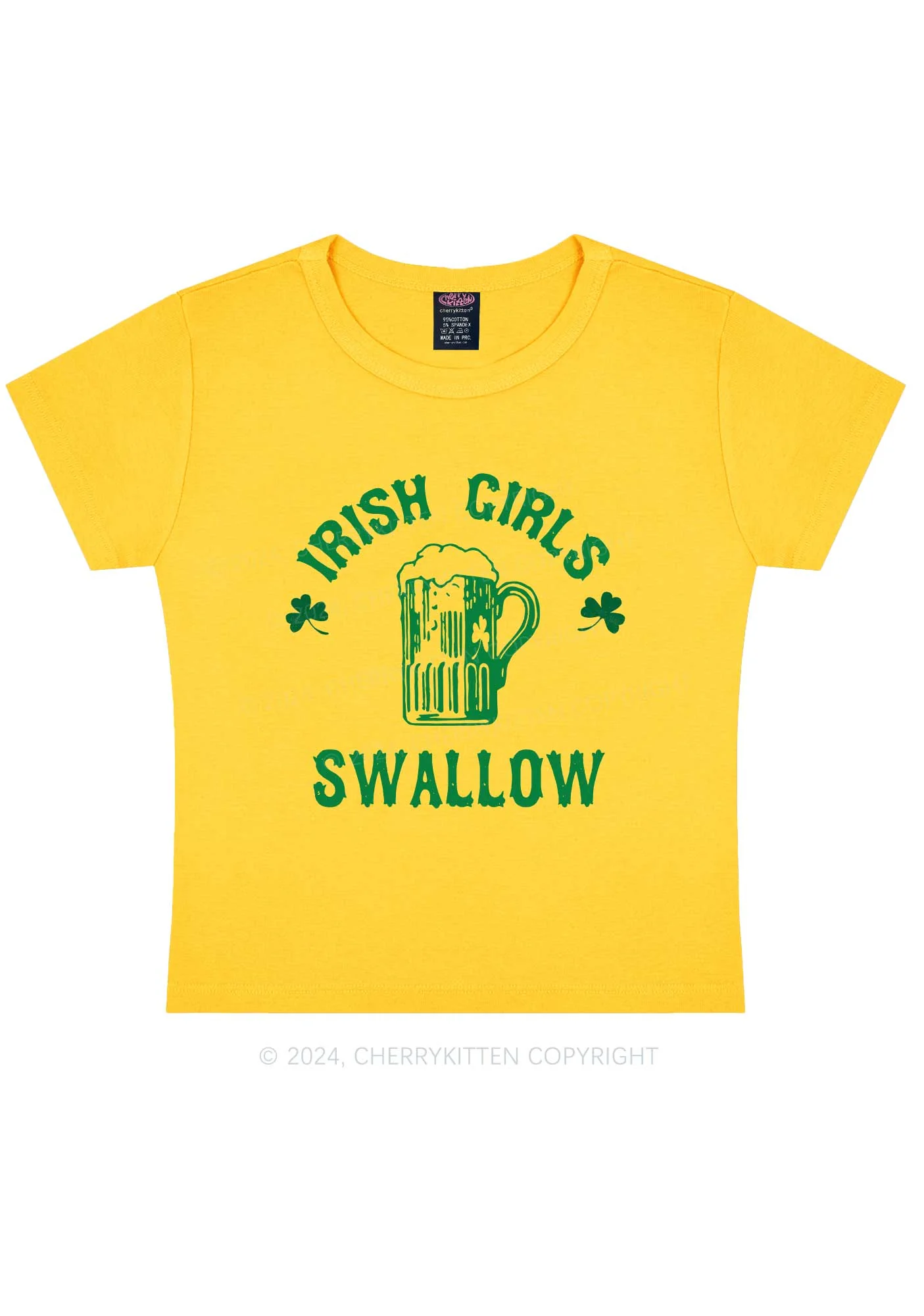 Irish Girls Swallow St Patricks Y2K Baby Tee Cherrykitten - Image 6