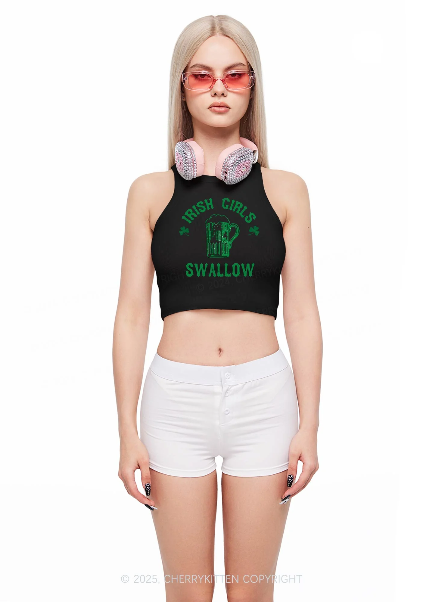 Irish Girls Swallow St Patricks Y2K Crop Tank Top Cherrykitten - Image 2