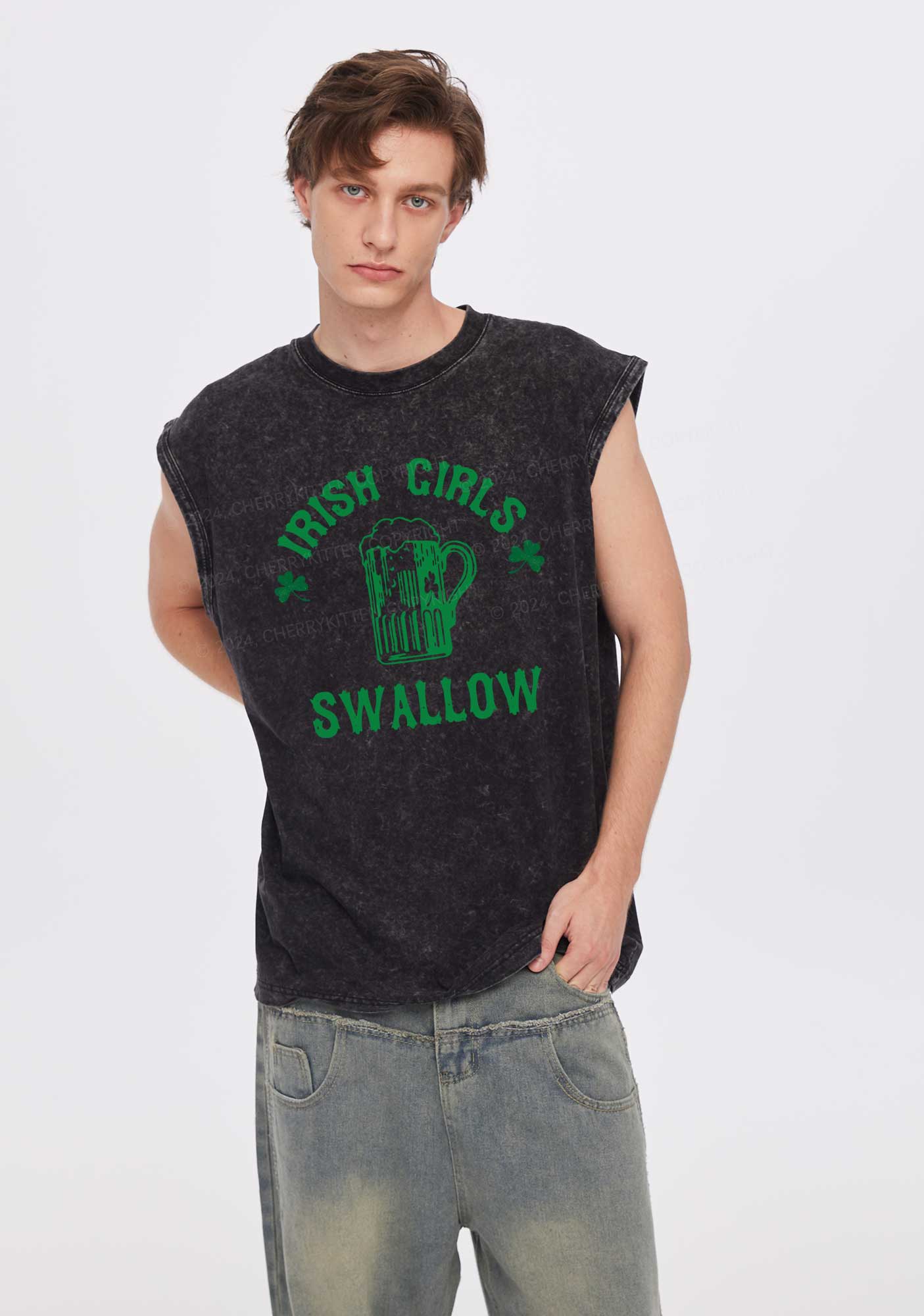 Irish Girls Swallow St Patricks Y2K Washed Tank Cherrykitten - Image 3