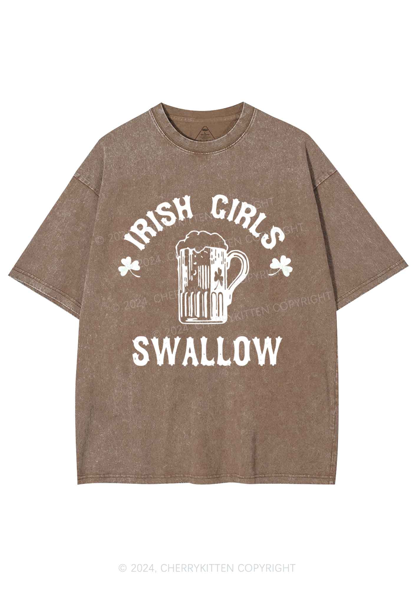 Irish Girls Swallow St Patricks Y2K Washed Tee Cherrykitten - Image 10