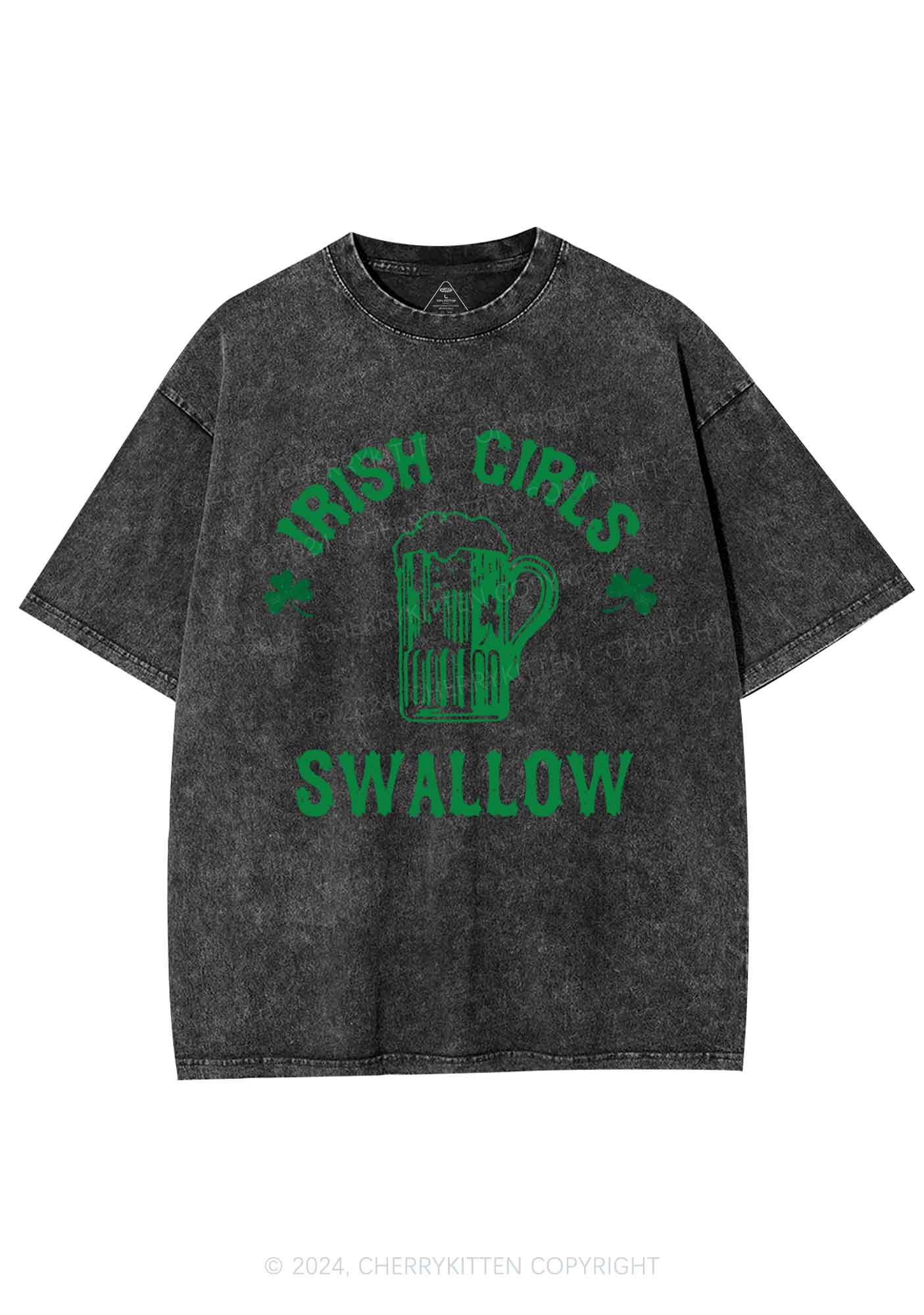Irish Girls Swallow St Patricks Y2K Washed Tee Cherrykitten - Image 6