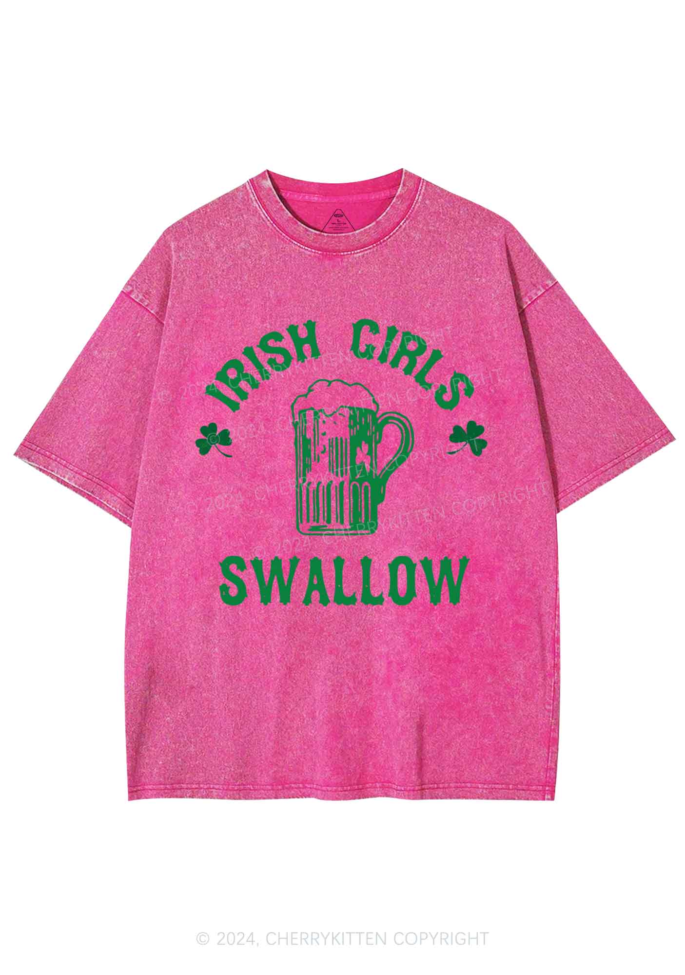 Irish Girls Swallow St Patricks Y2K Washed Tee Cherrykitten - Image 7