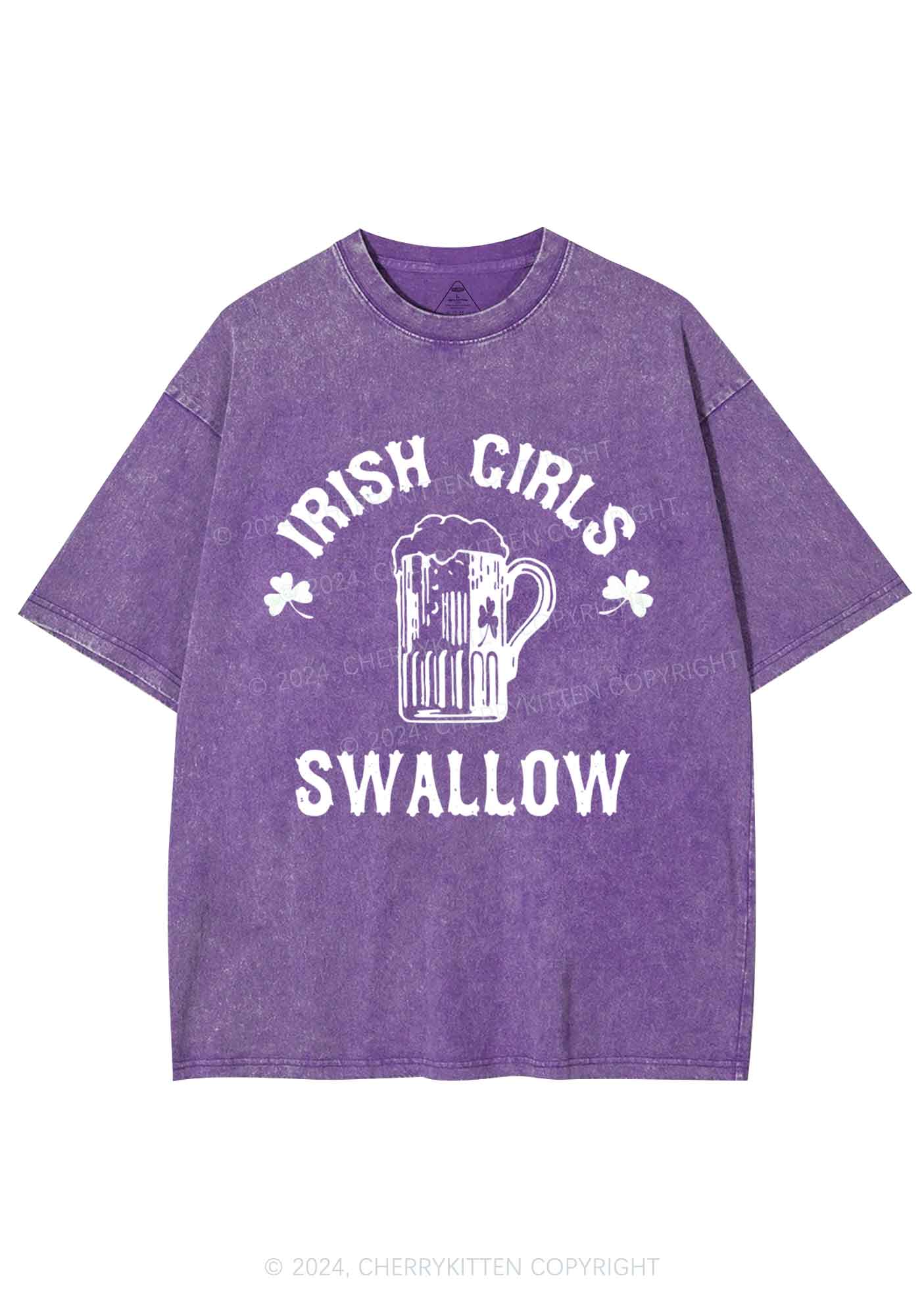 Irish Girls Swallow St Patricks Y2K Washed Tee Cherrykitten - Image 8