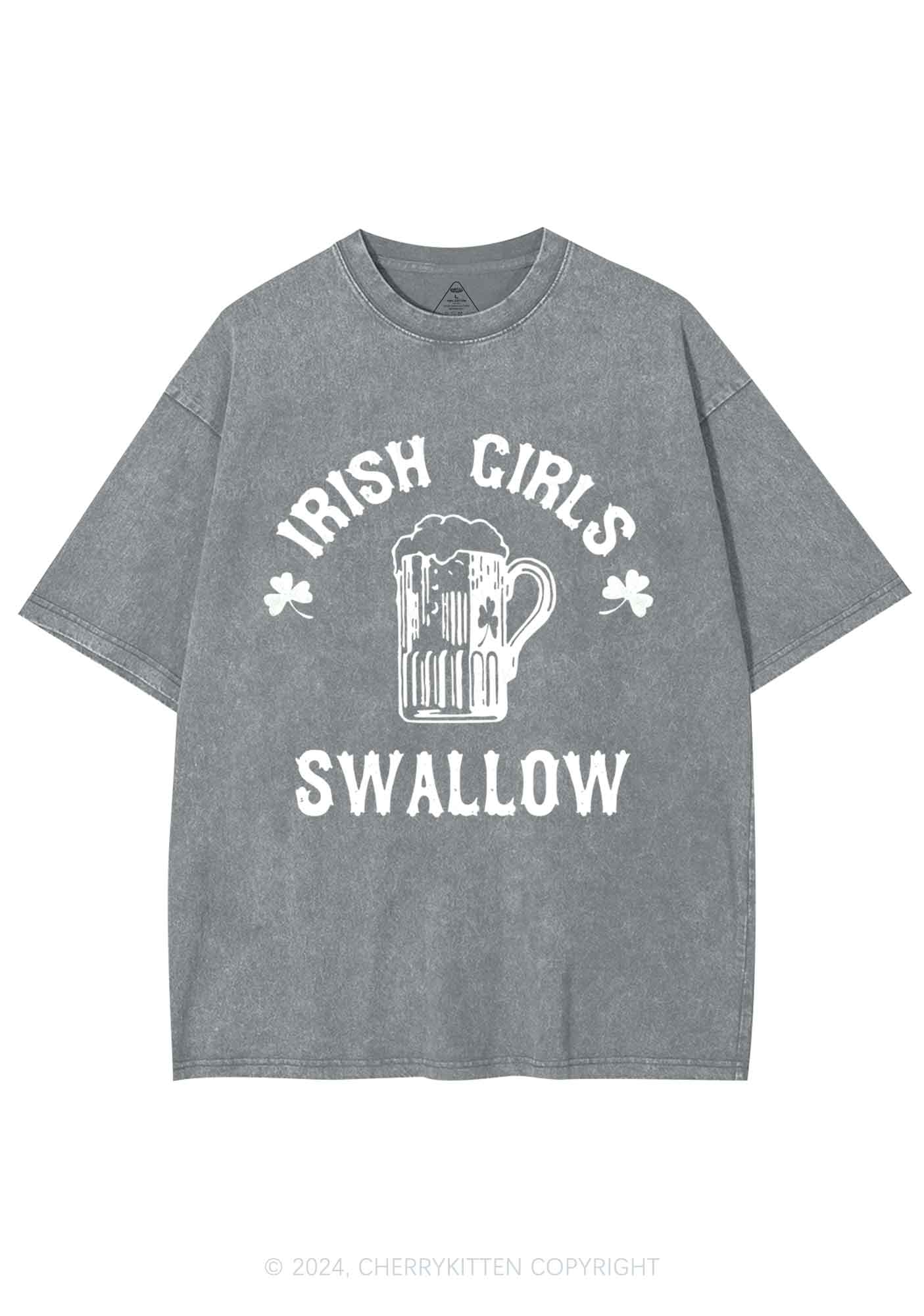 Irish Girls Swallow St Patricks Y2K Washed Tee Cherrykitten - Image 9