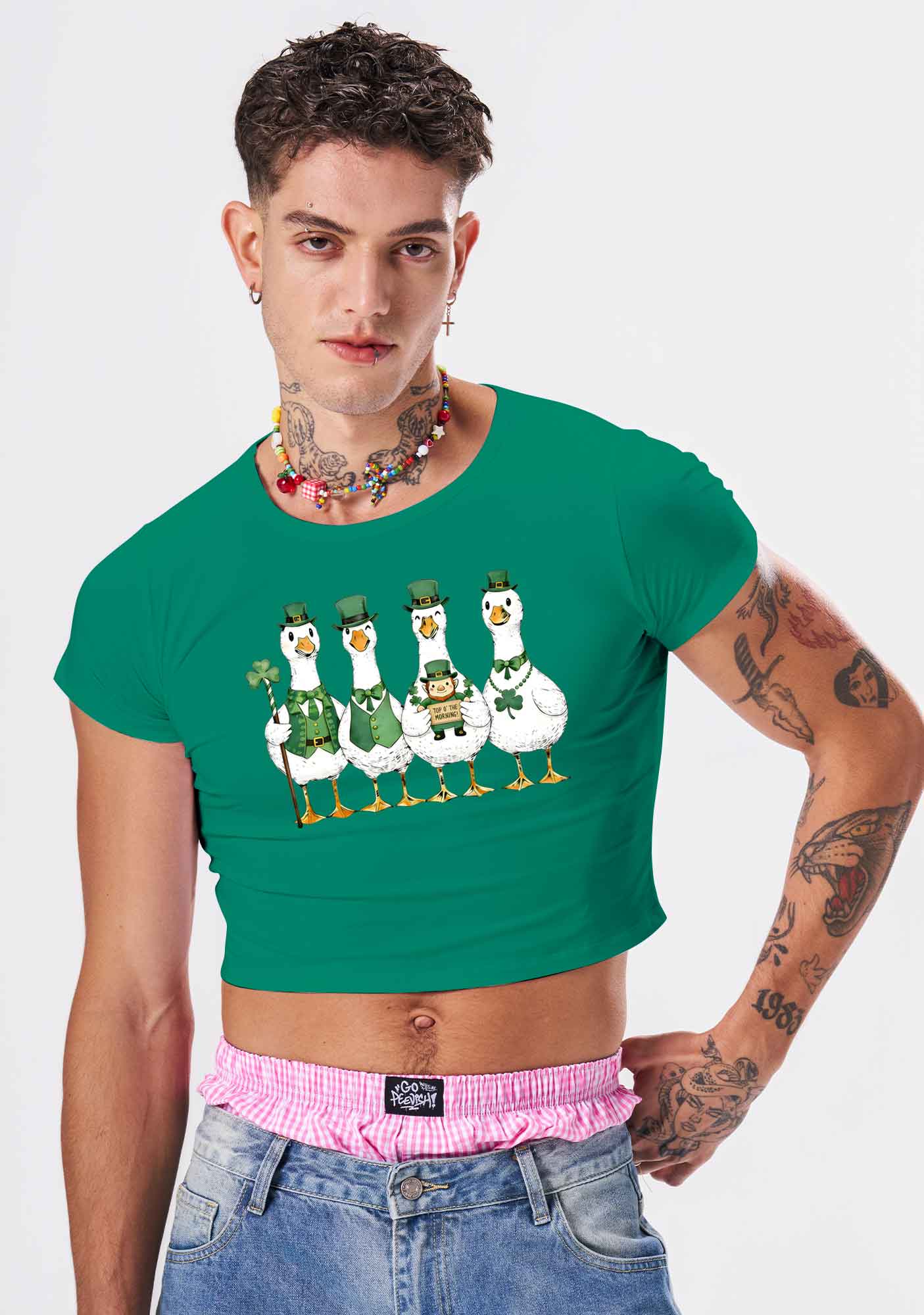 Irish Goose Gang St Patricks Y2K Baby Tee Cherrykitten - Image 2