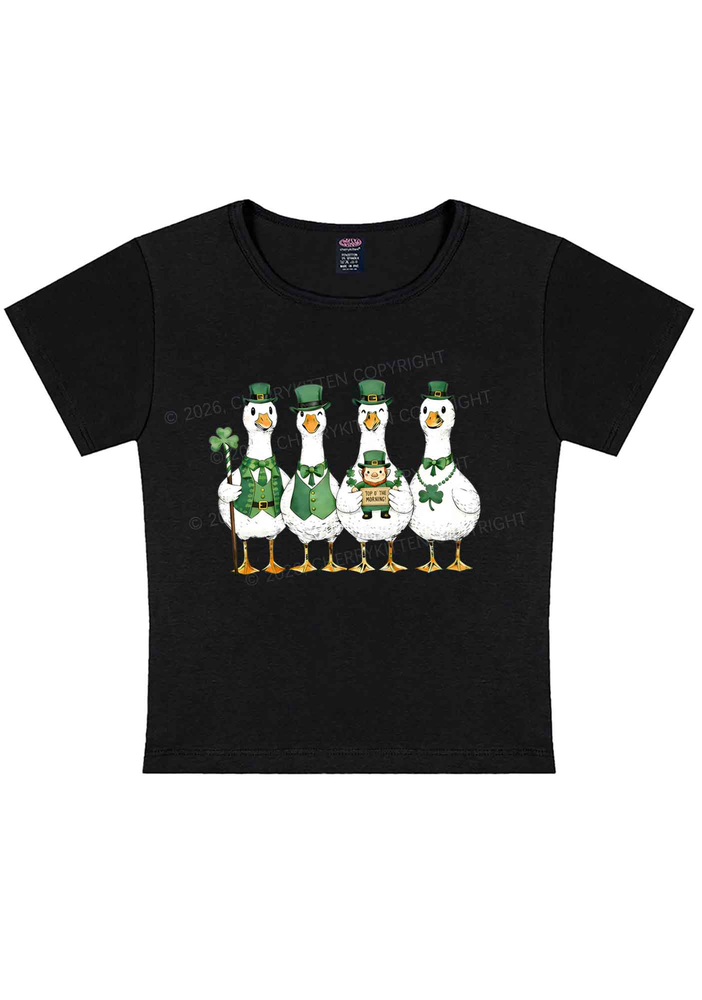 Irish Goose Gang St Patricks Y2K Baby Tee Cherrykitten - Image 3