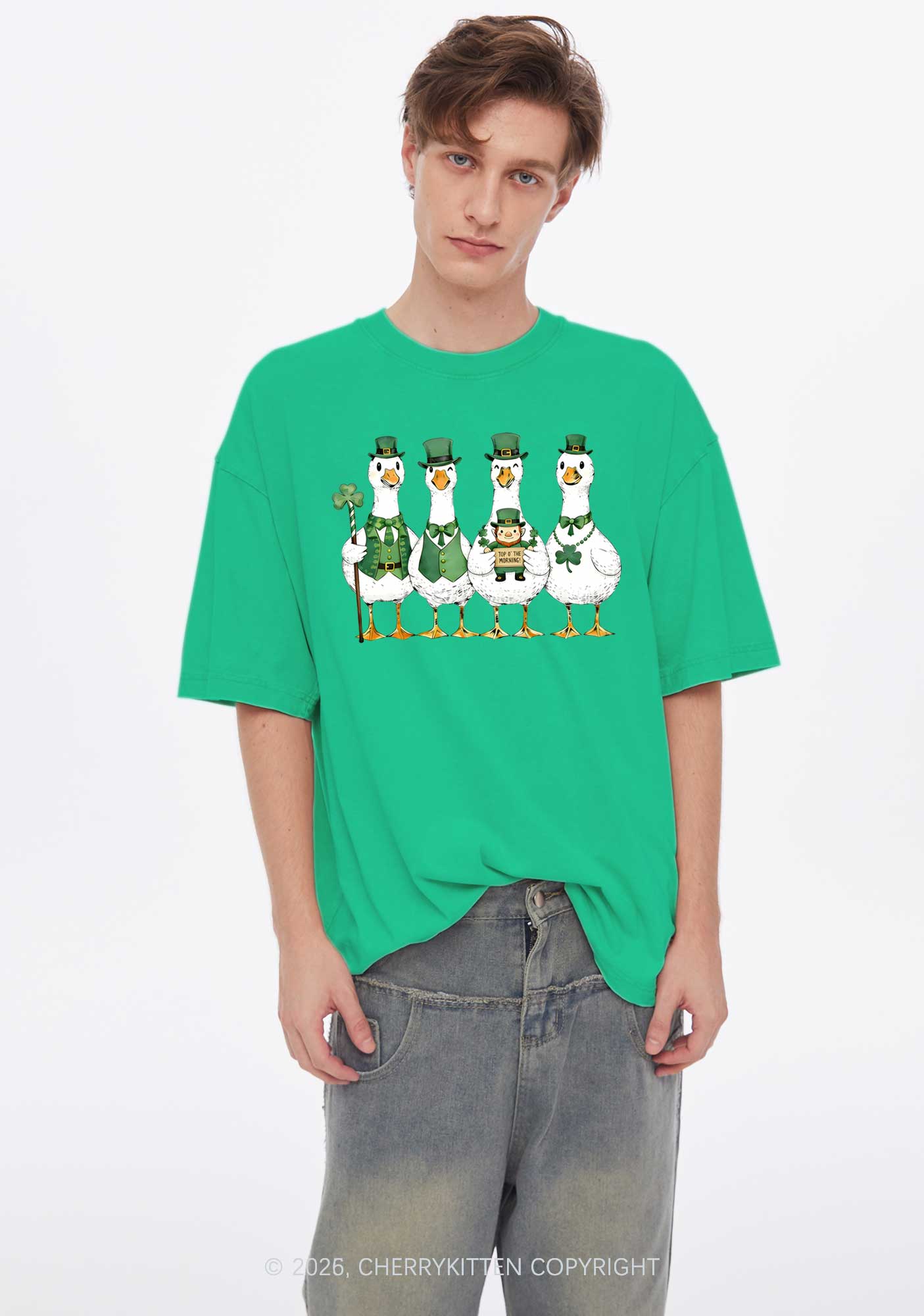 Irish Goose Gang St Patricks Y2K Shirts Washed Tee Cherrykitten - Image 2