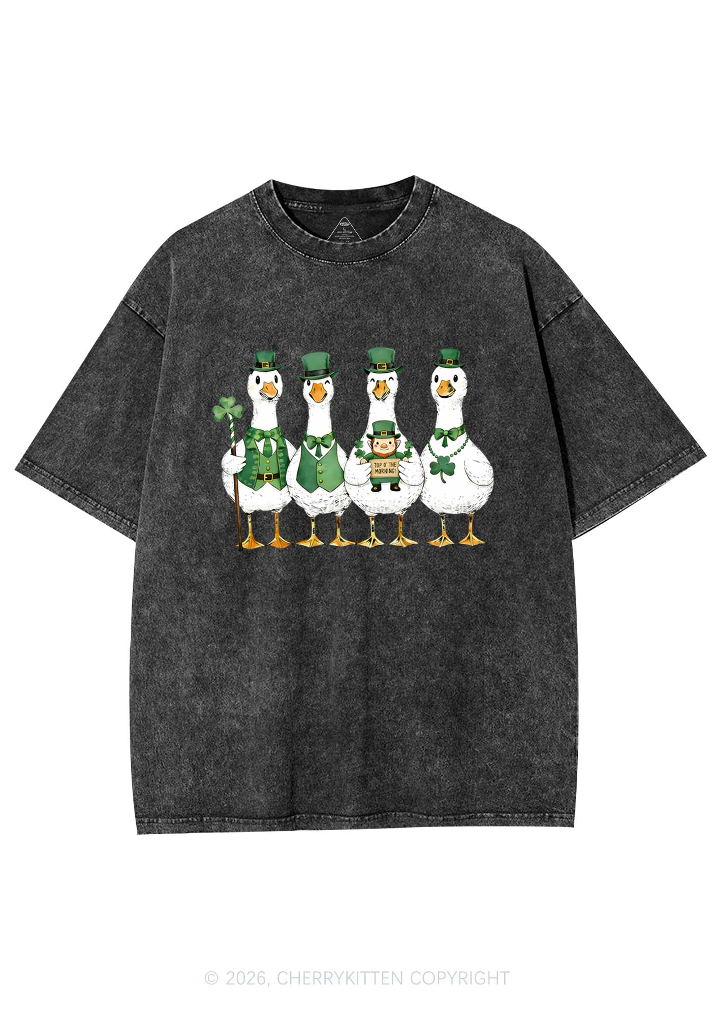 Irish Goose Gang St Patricks Y2K Shirts Washed Tee Cherrykitten - Image 3