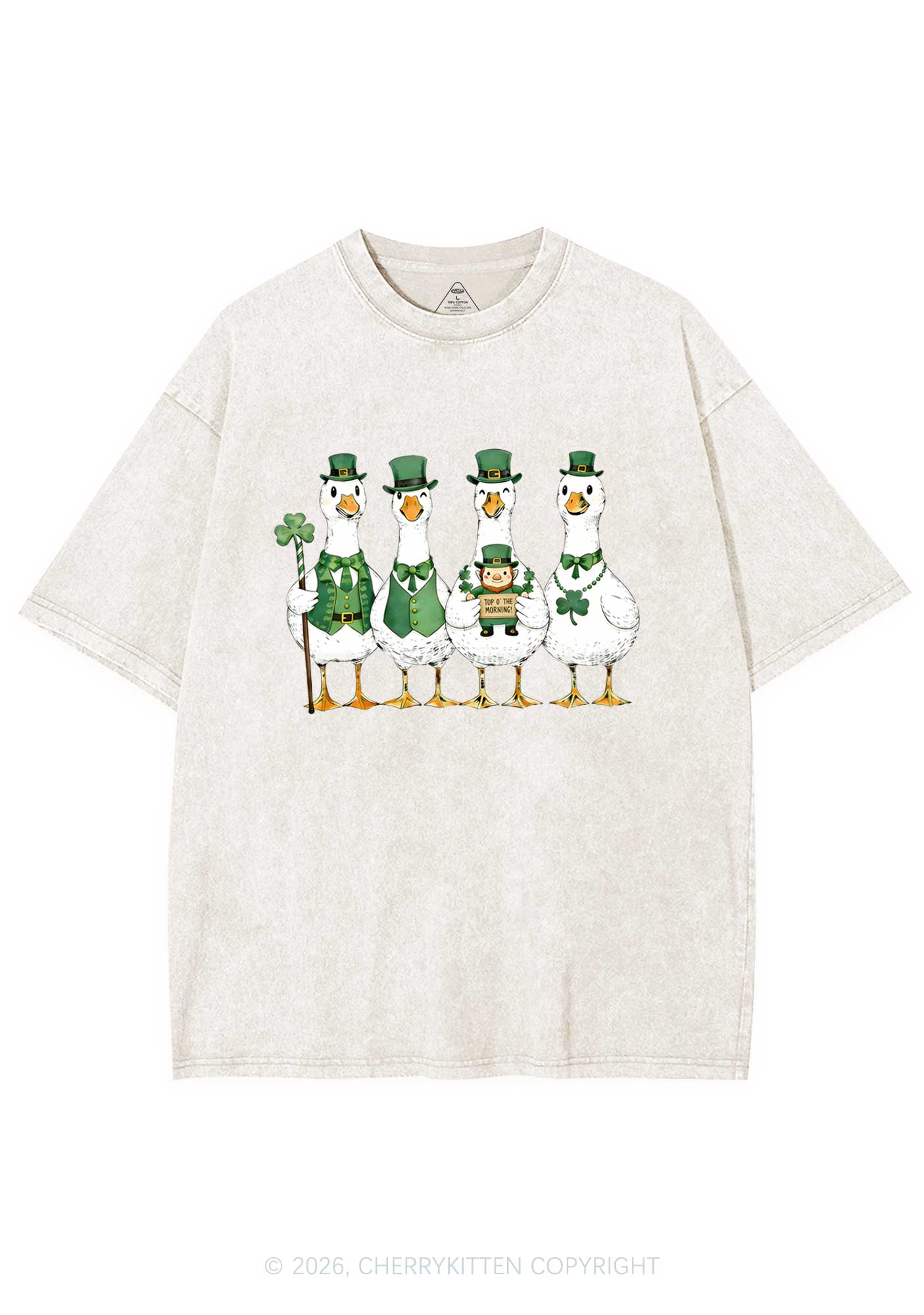 Irish Goose Gang St Patricks Y2K Shirts Washed Tee Cherrykitten - Image 4