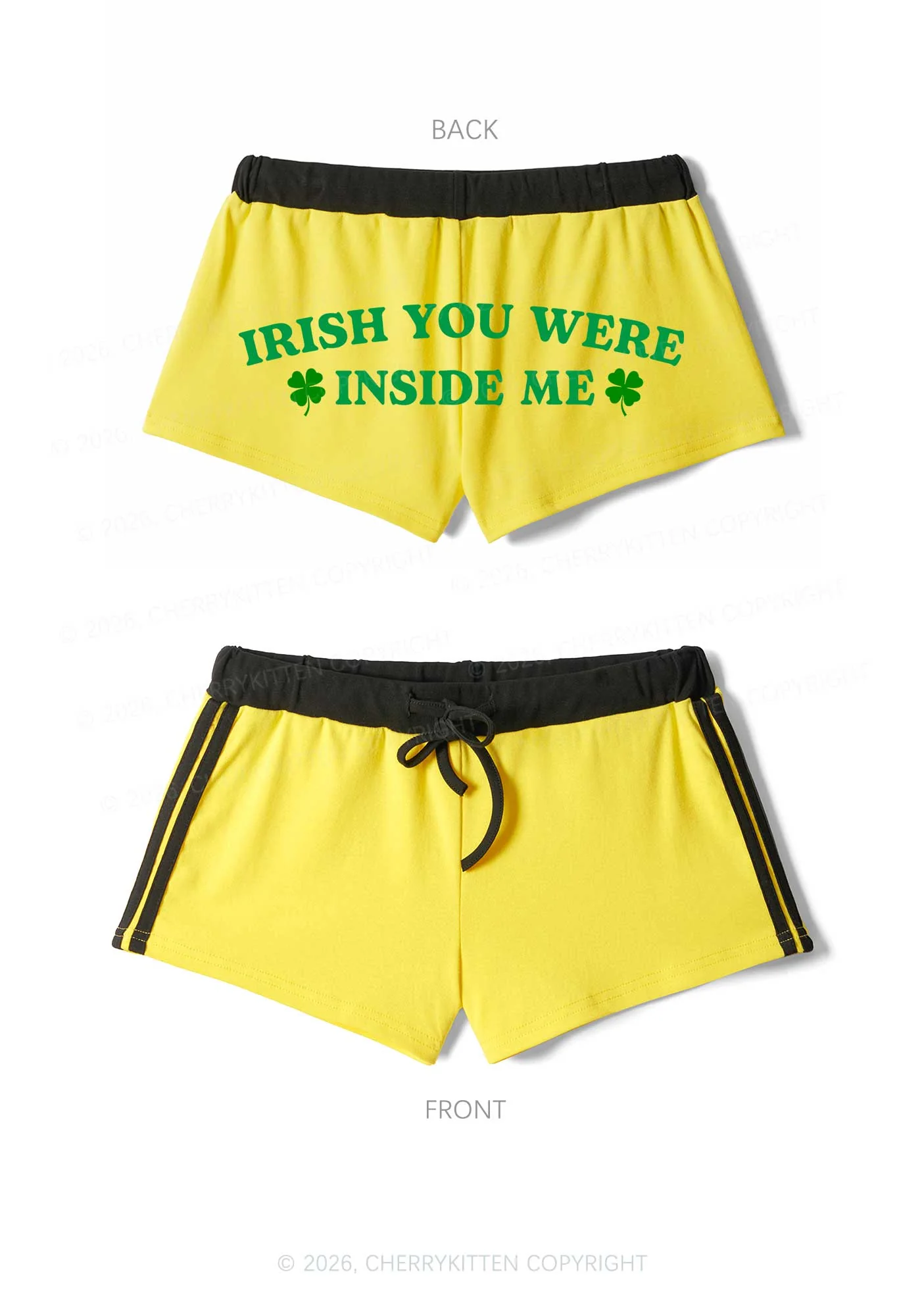 Irish Inside Me St Patricks Y2K Drawstring Mini Shorts Cherrykitten - Image 3