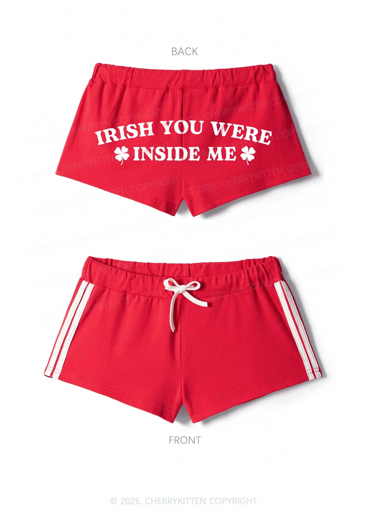 Irish Inside Me St Patricks Y2K Drawstring Mini Shorts Cherrykitten - Image 4