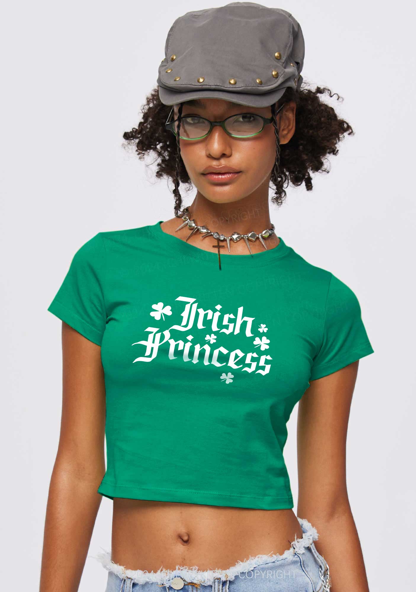 Irish Princess St Patricks Y2K Baby Tee Cherrykitten - Image 3