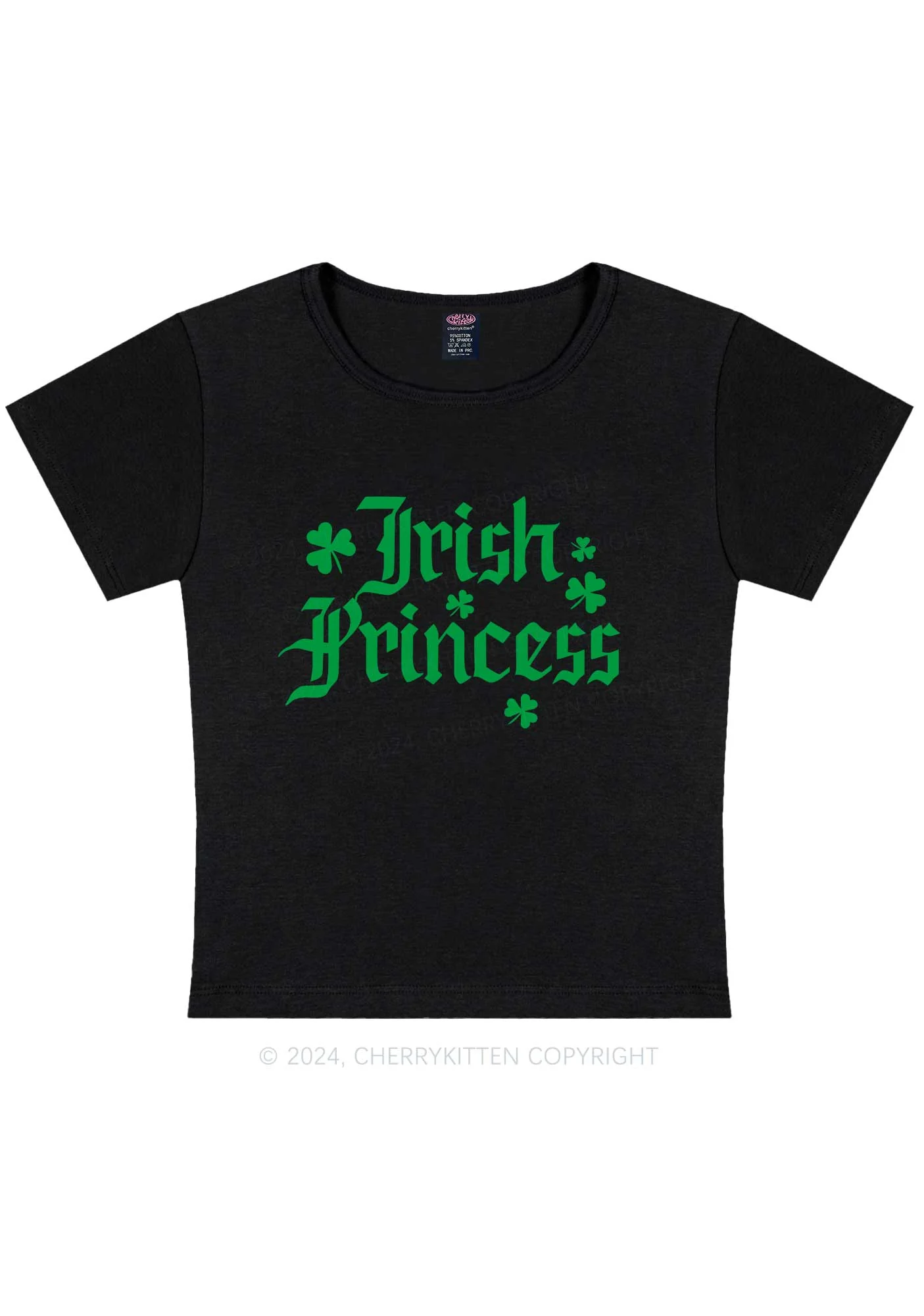 Irish Princess St Patricks Y2K Baby Tee Cherrykitten - Image 4