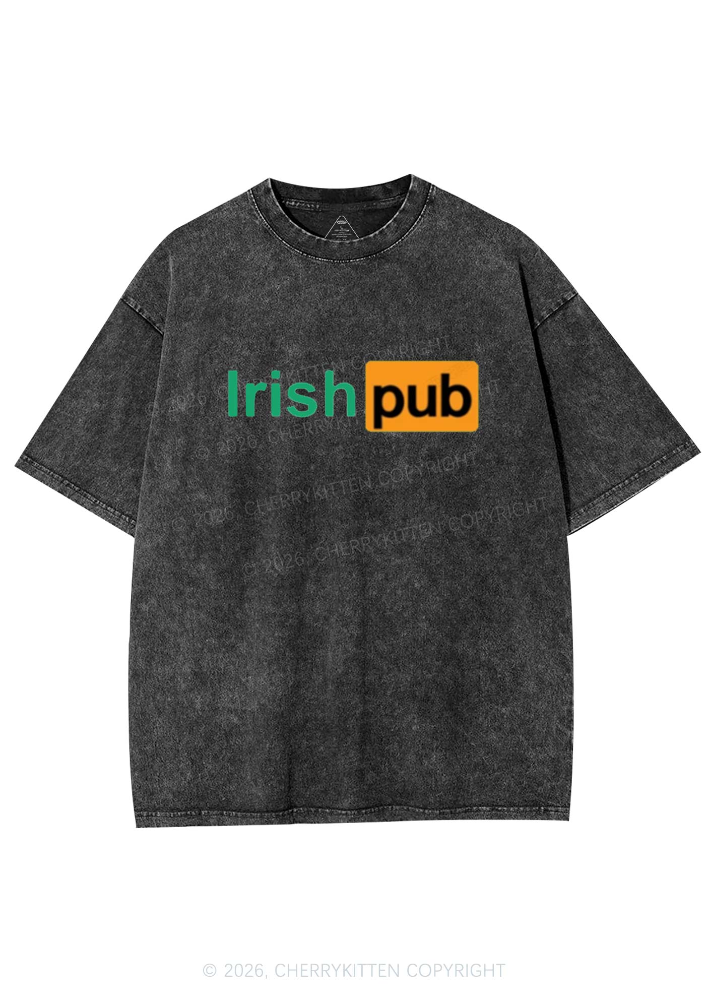 Irish Pub St Patricks Y2K Shirts Washed Tee Cherrykitten - Image 3