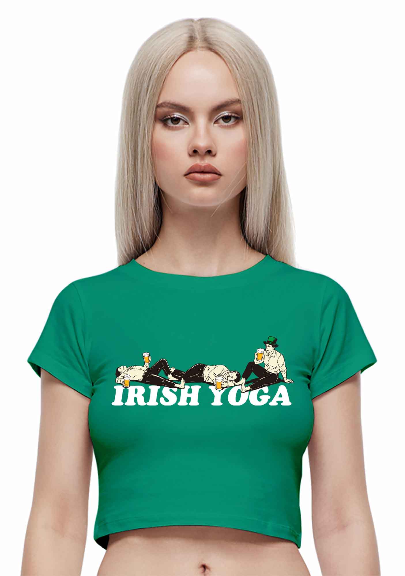 Irish Yoga St Patricks Y2K Baby Tee Cherrykitten - Image 2