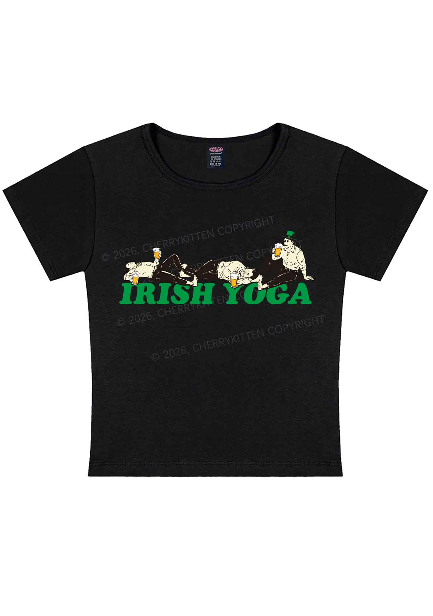 Irish Yoga St Patricks Y2K Baby Tee Cherrykitten - Image 3