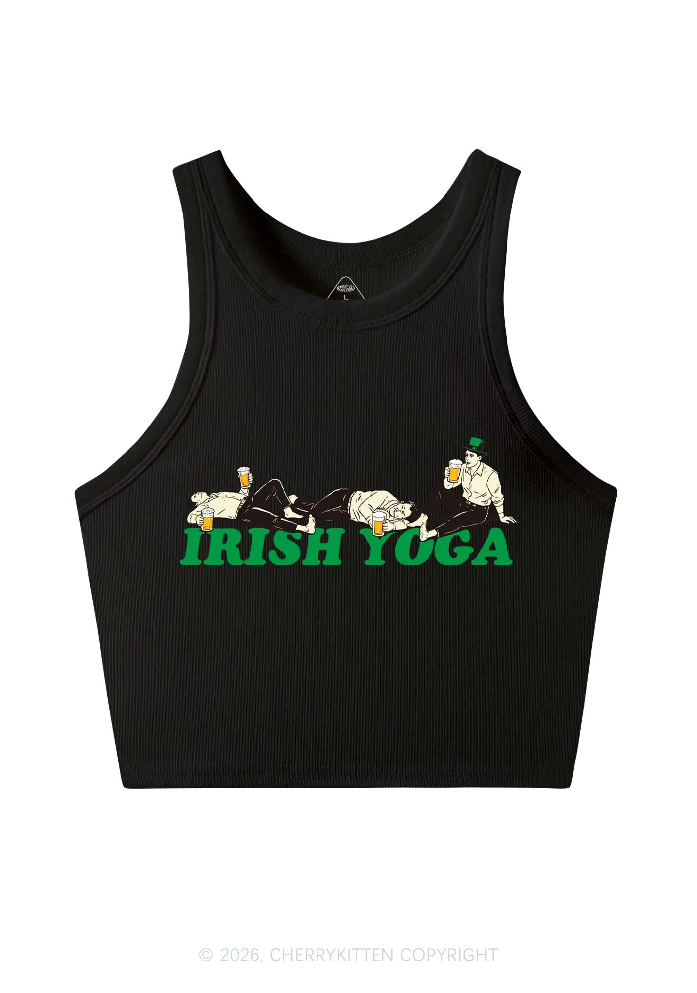 Irish Yoga St Patricks Y2K Crop Tank Top Cherrykitten - Image 3