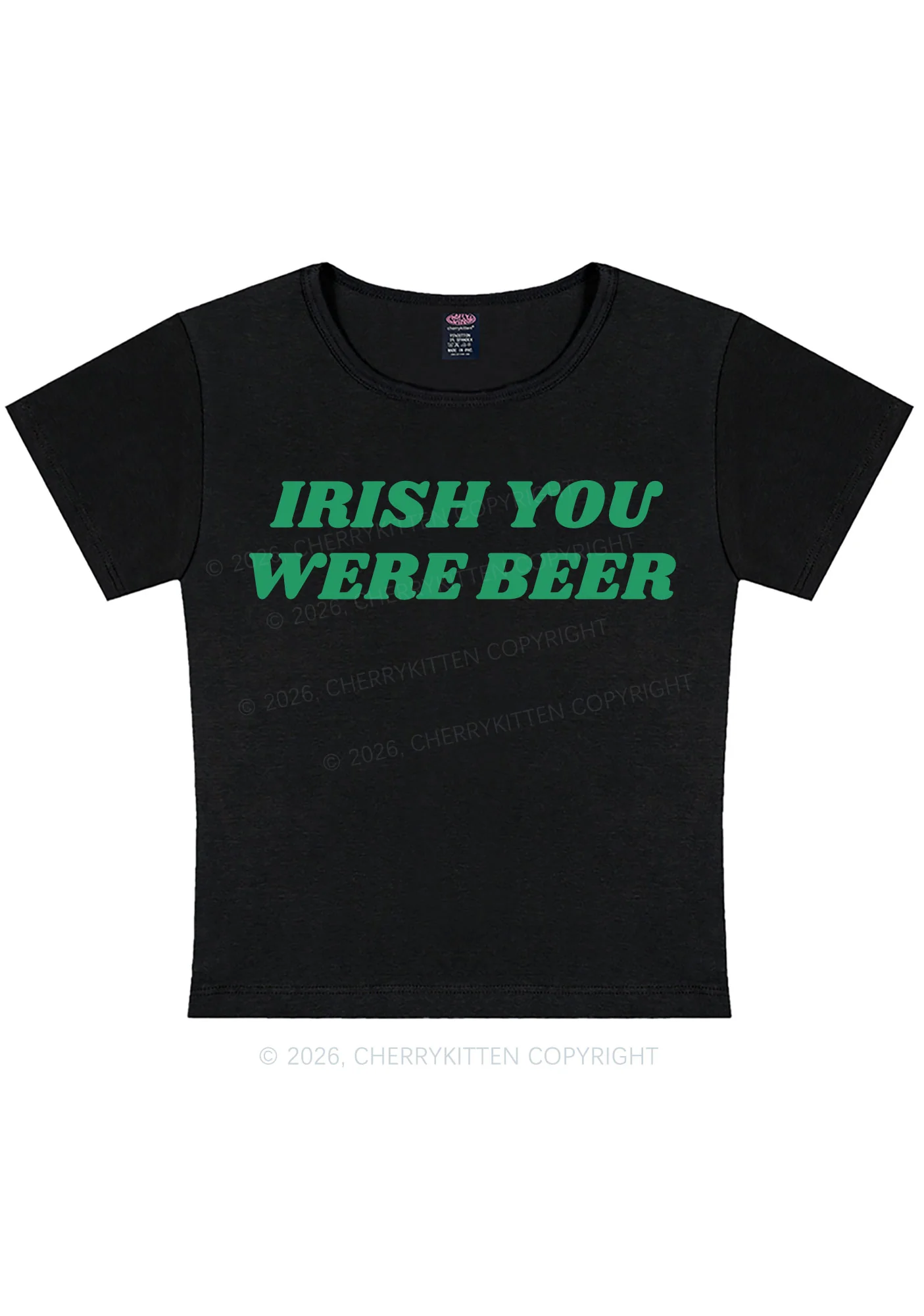 Irish You Were Beer St Patricks Y2K Baby Tee Cherrykitten - Image 3