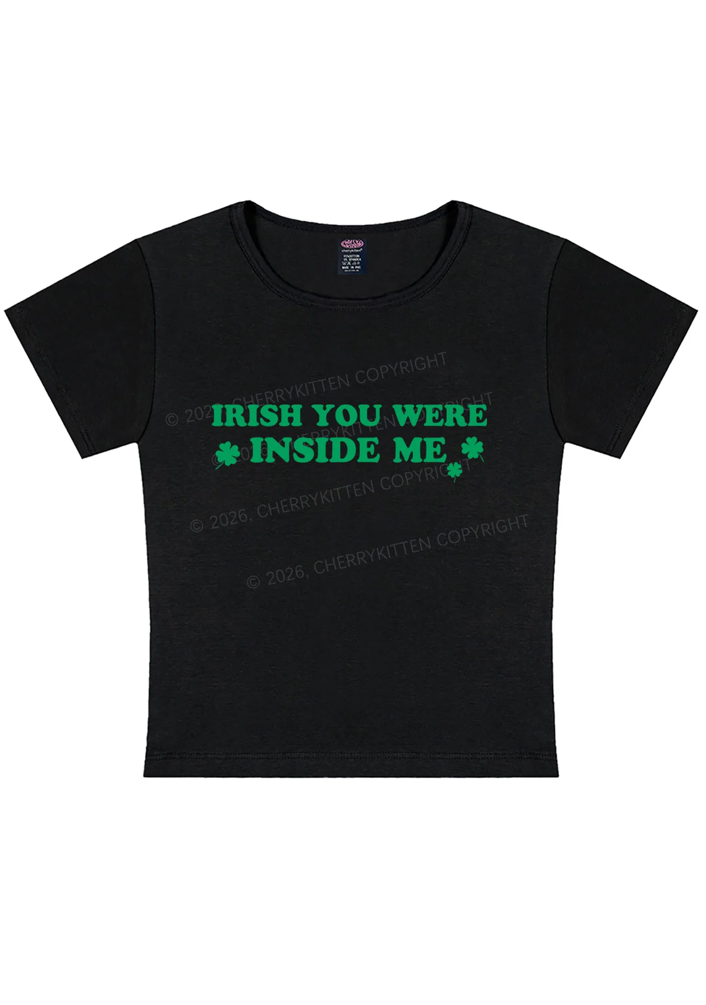 Irish You Were Inside Me St Patricks Y2K Baby Tee Cherrykitten - Image 3
